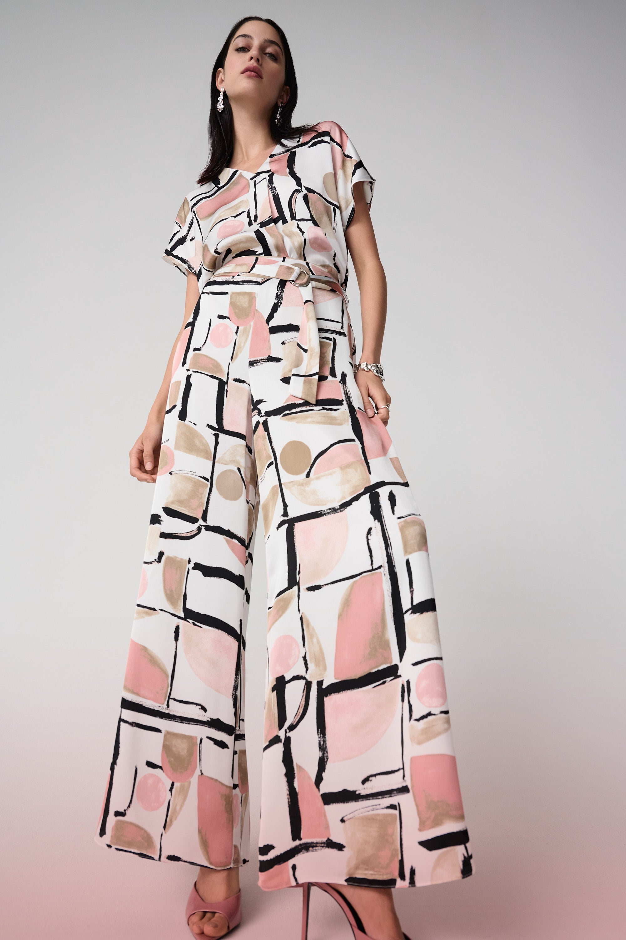 Joseph Ribkoff Abstract Print Wide Leg Pull-On Pants Style 261198