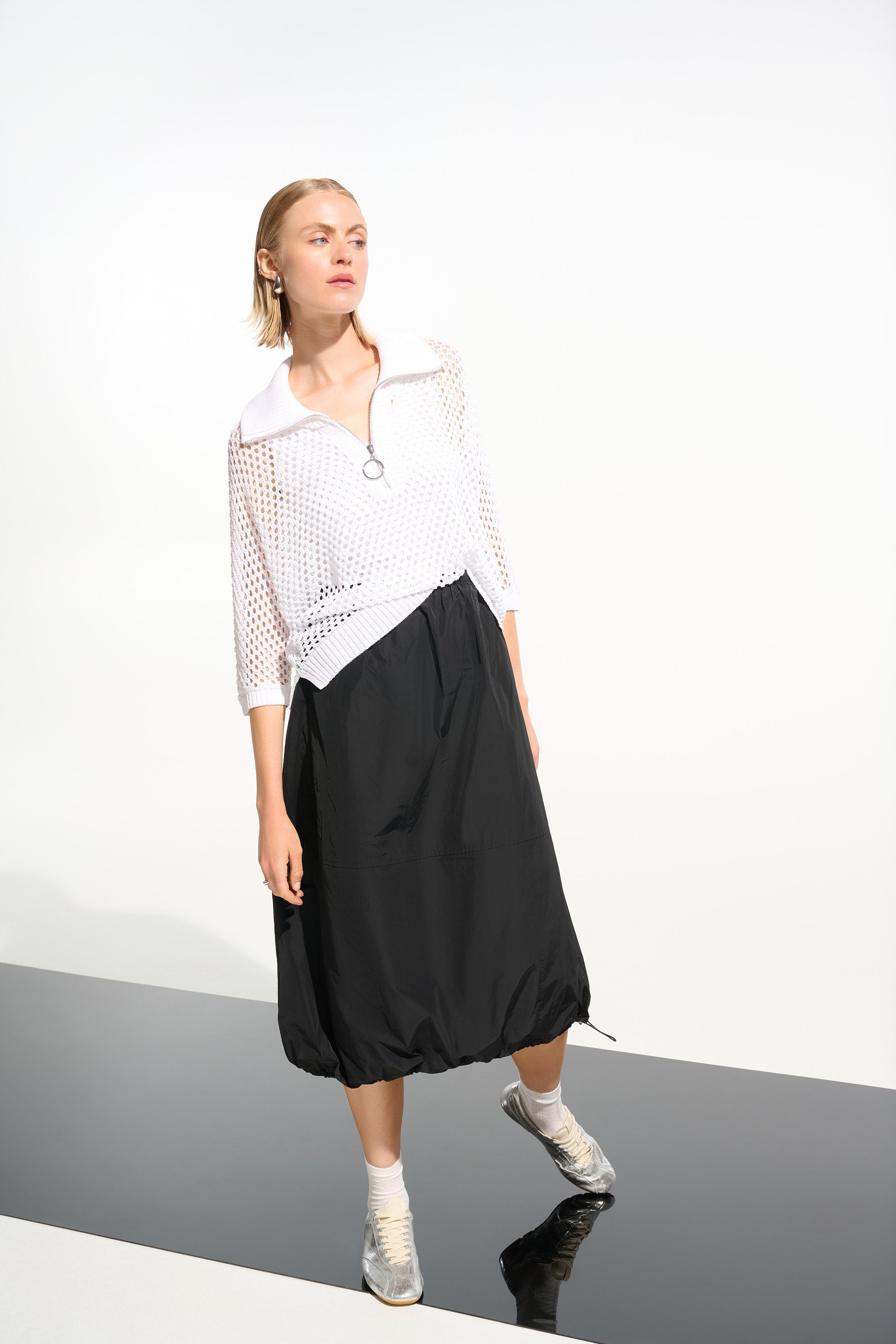 Joseph Ribkoff Boxy Sweater Knit With Zipped Neckline Style 261634