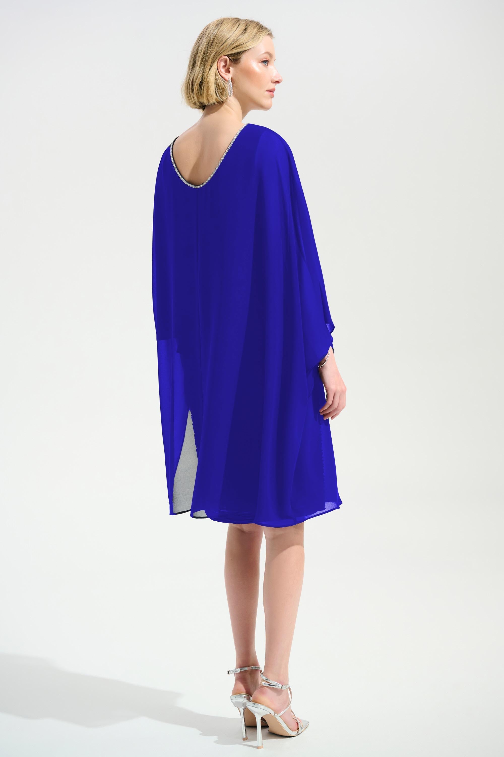 Joseph Ribkoff Sheath Dress With Chiffon Poncho Overlay Style 261707