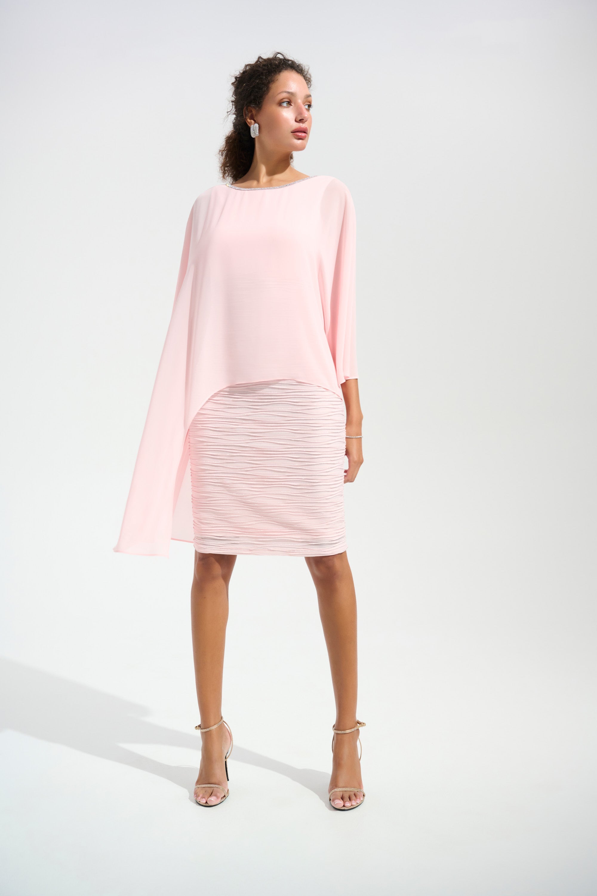 Joseph Ribkoff Sheath Dress With Chiffon Poncho Overlay Style 261707