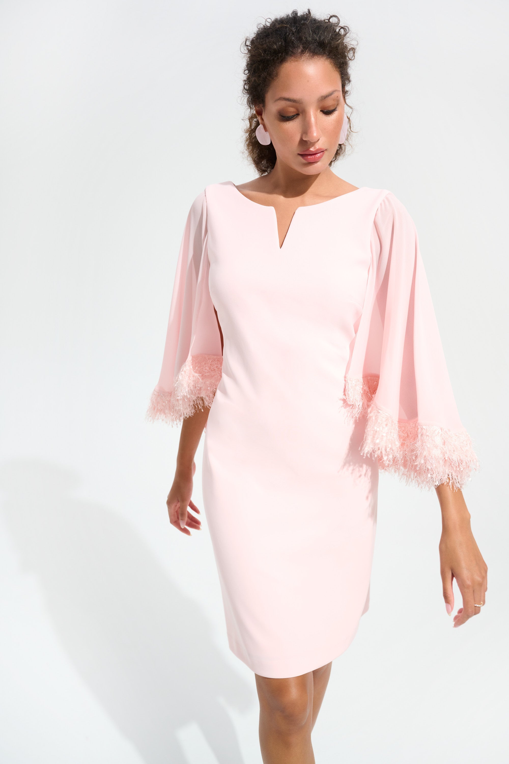 Joseph Ribkoff A-Line Dress With Chiffon Cape And Novelty Trim Style 261715