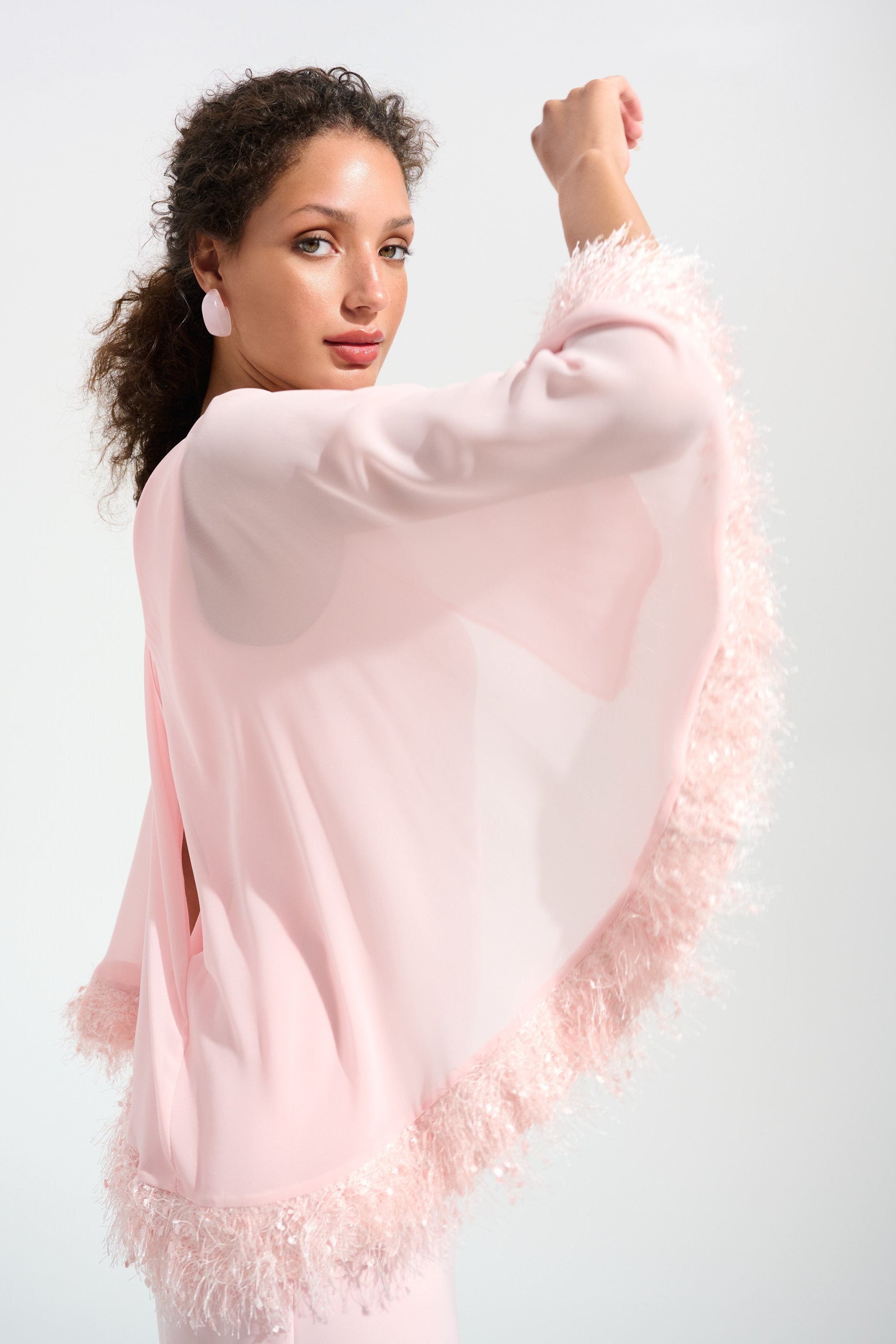 Joseph Ribkoff A-Line Dress With Chiffon Cape And Novelty Trim Style 261715