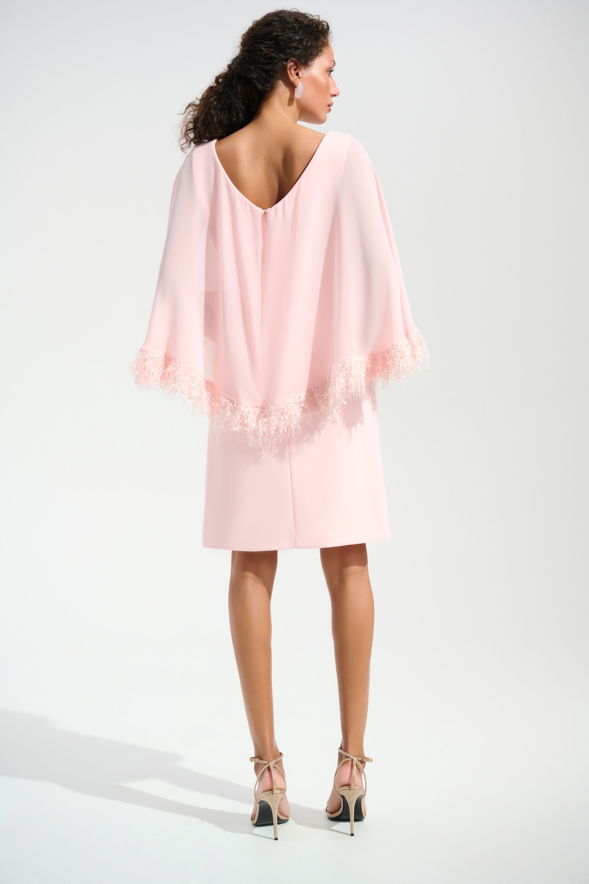 Joseph Ribkoff A-Line Dress With Chiffon Cape And Novelty Trim Style 261715