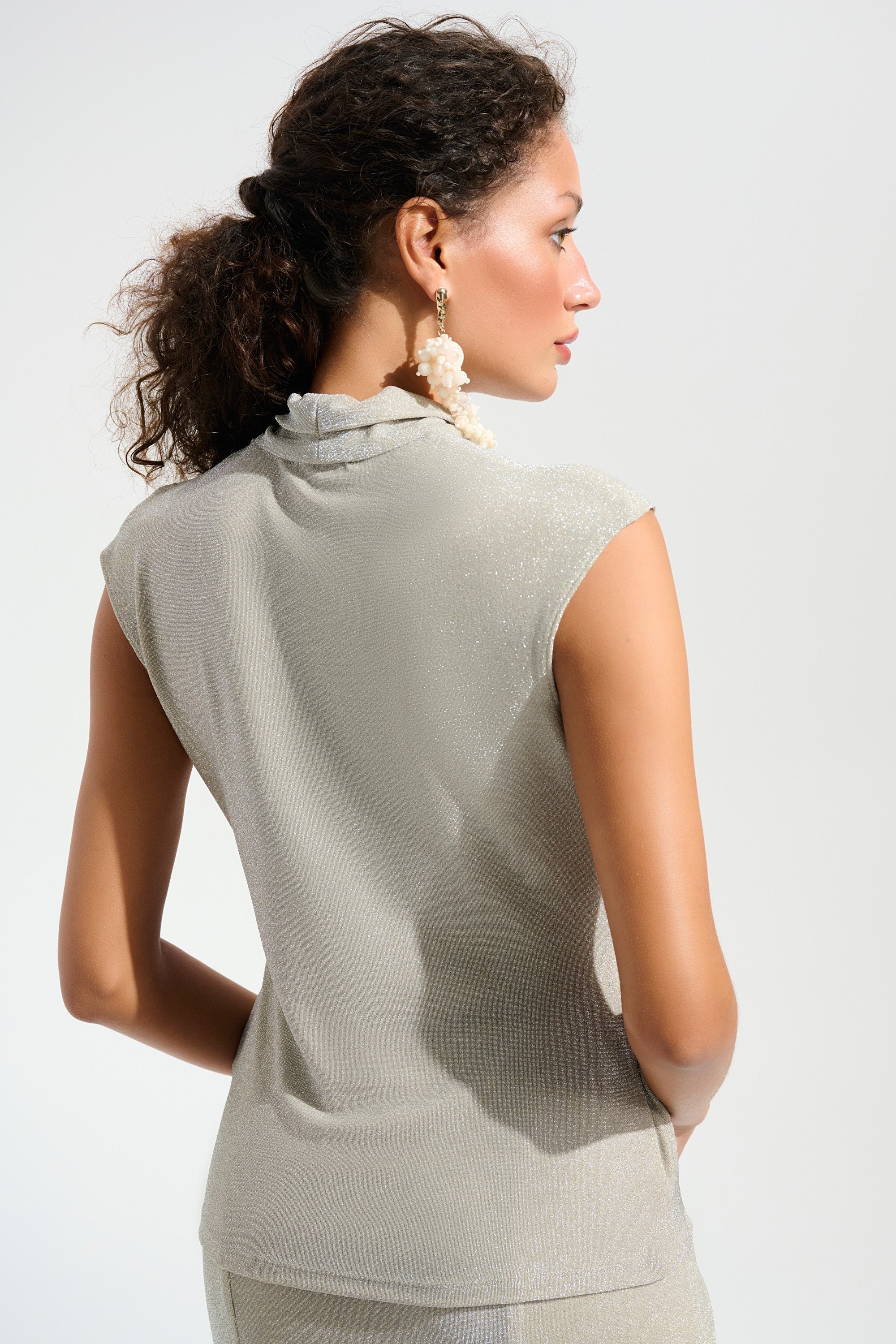 Joseph Ribkoff Sparkle Knit Wrap Top With Rhinestones Ornament Style 261758