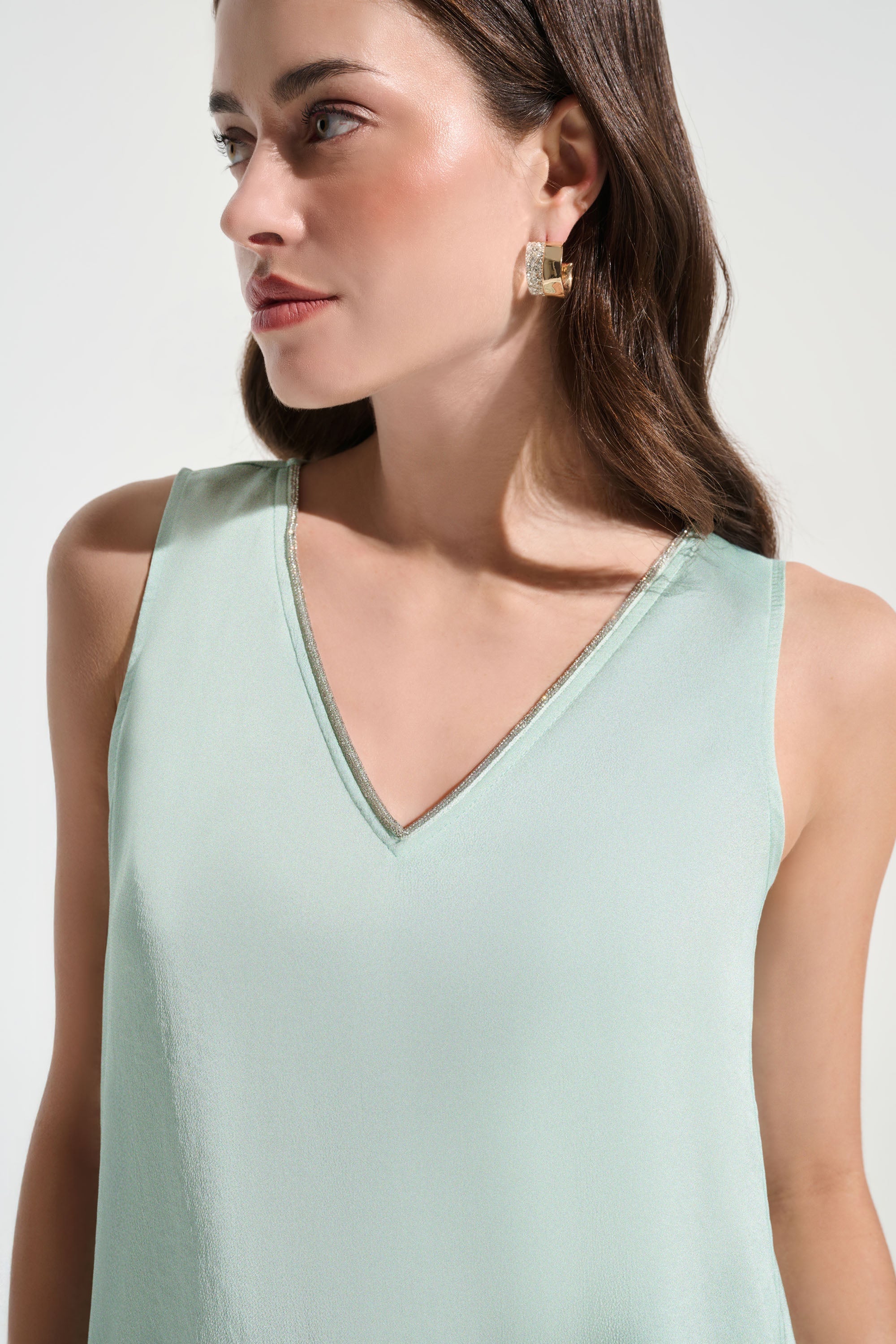 Joseph Ribkoff Straight Top With Rhinestones Trim Style 261782