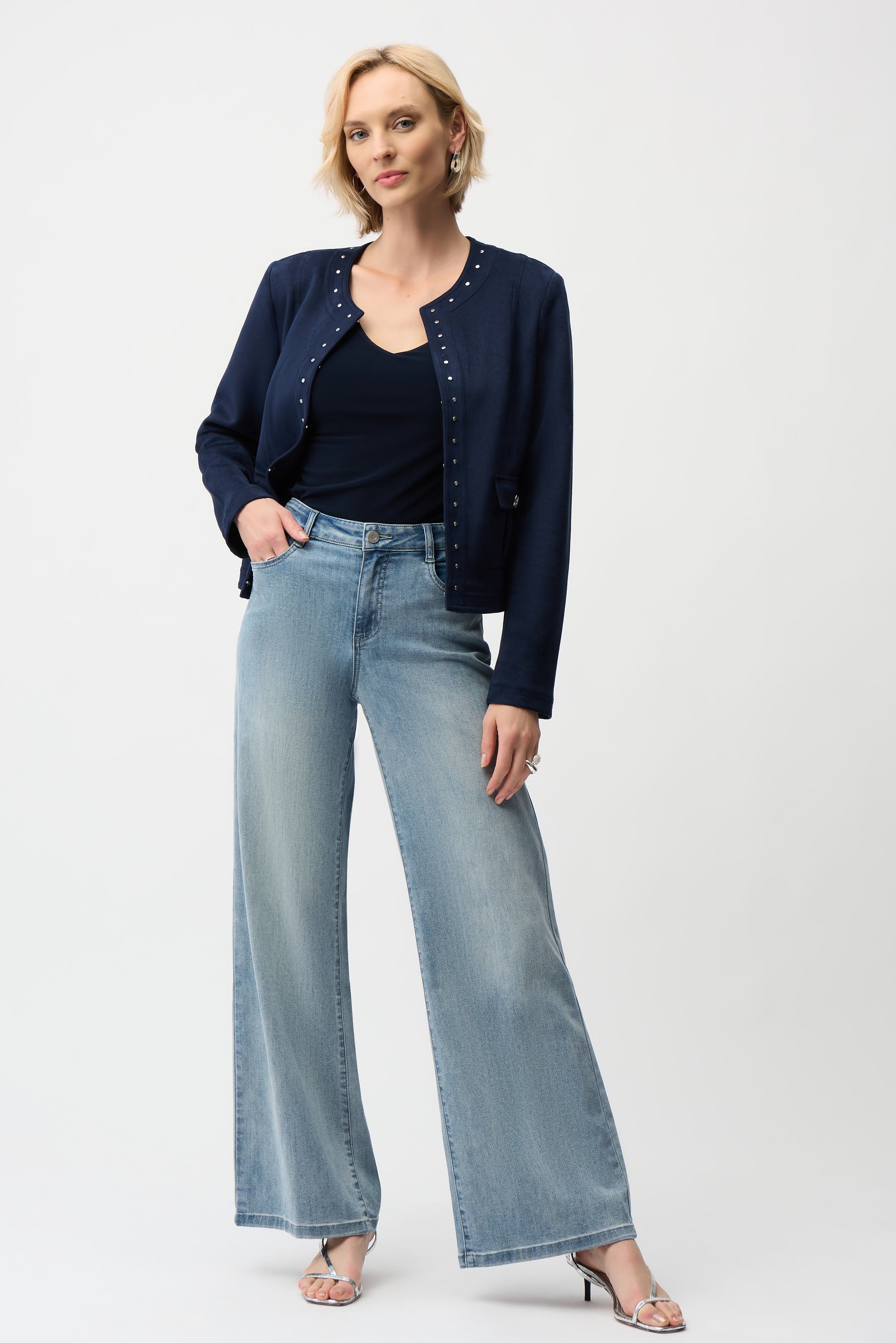 Joseph Ribkoff Faux Suede Jacket with Hook & Eye Closure Style 261909