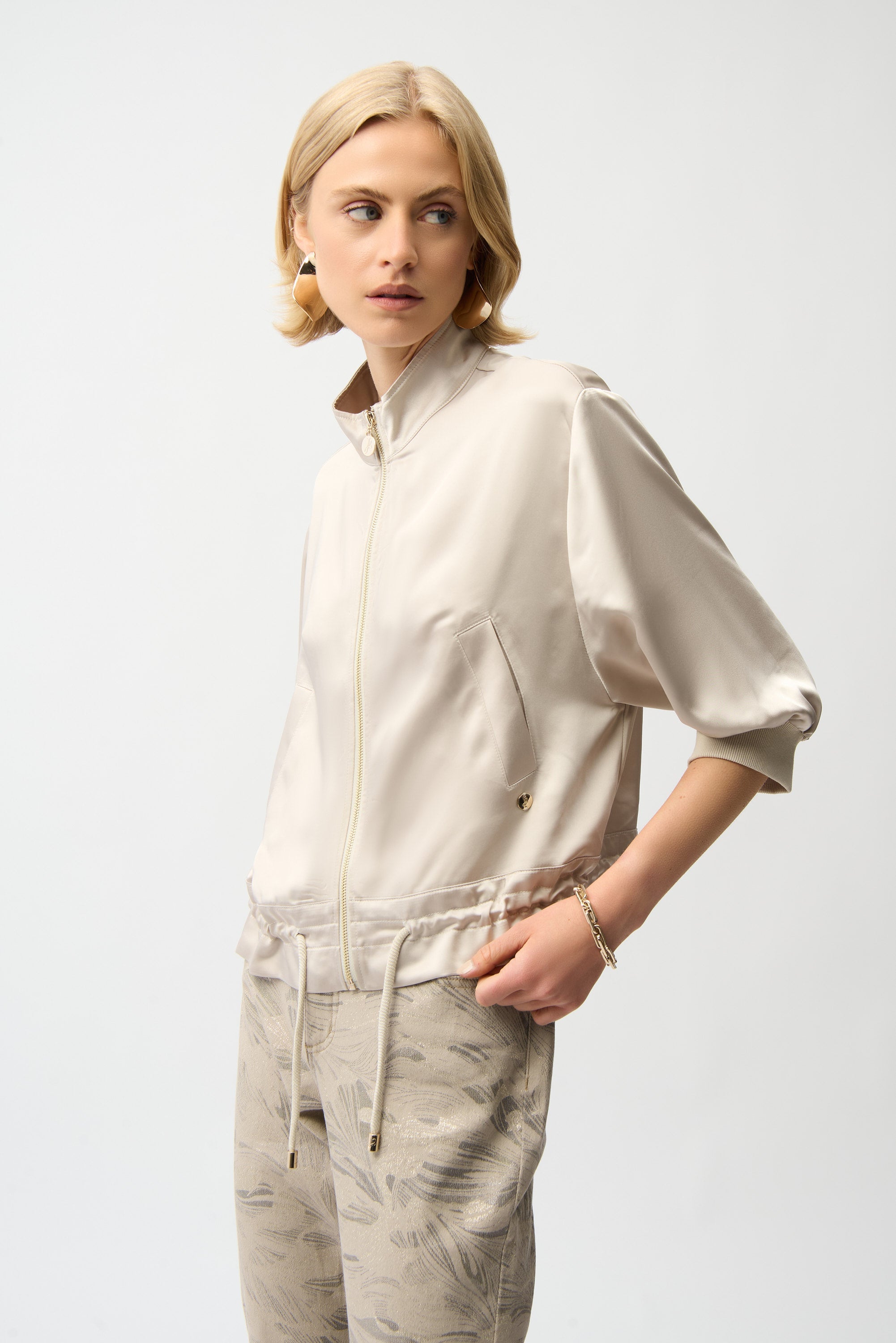 Joseph Ribkoff Boxy Blouson Jacket With Drawstring Hem Style 261913