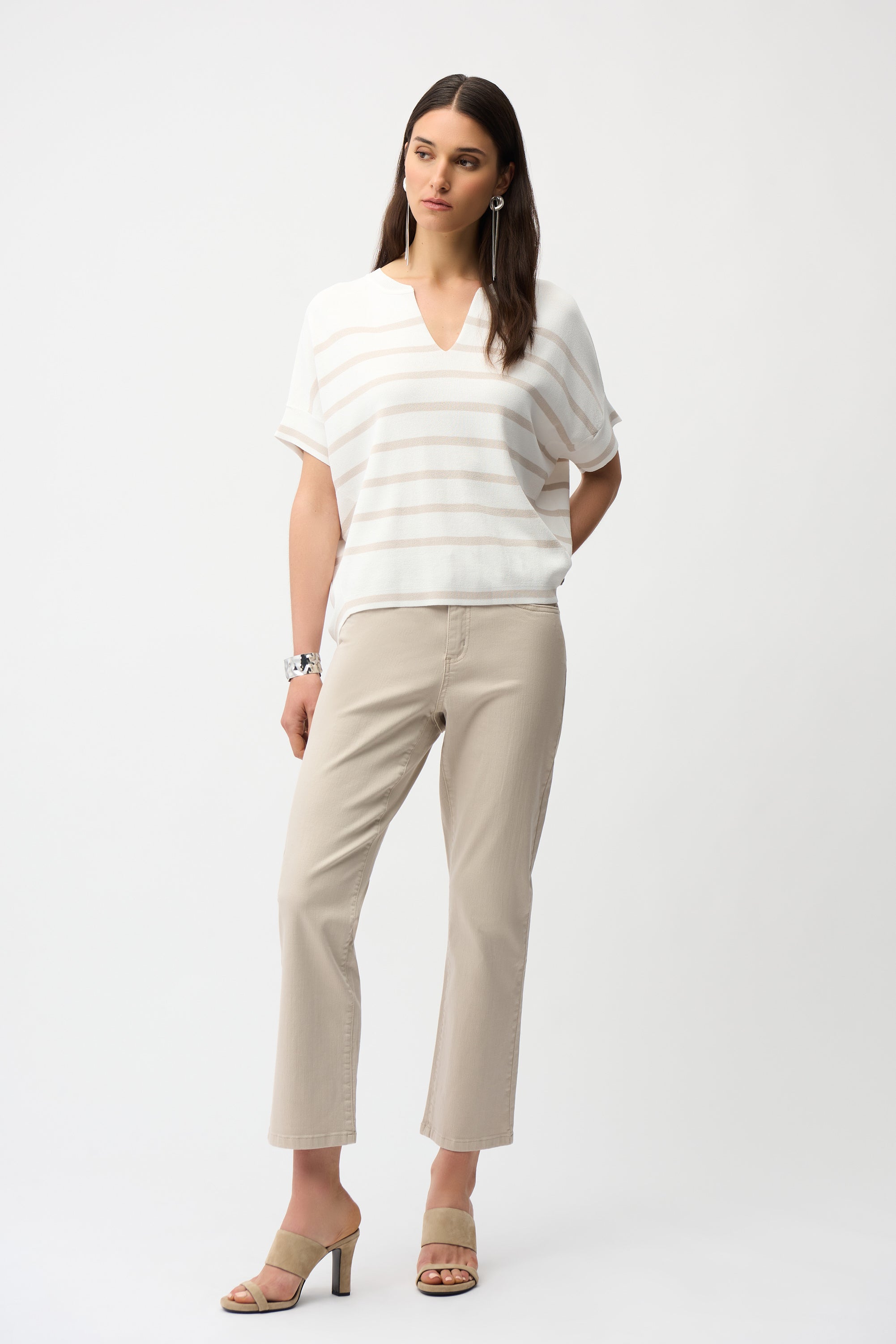 Joseph Ribkoff Stripe Print Short Sleeve Sweater Style 261921