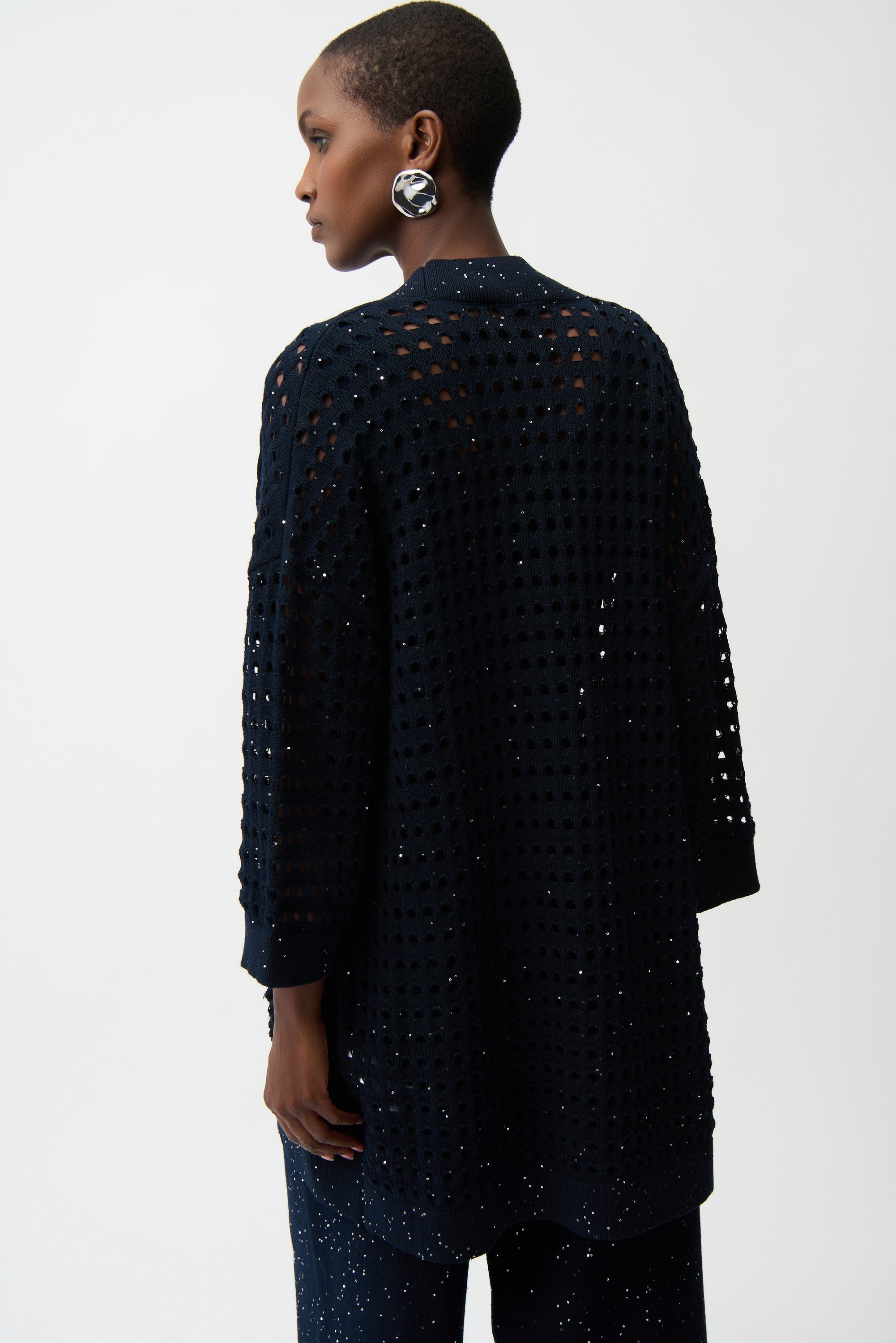 Joseph Ribkoff Cotton Blend Open Stitch Boxy Cardigan Style 261926