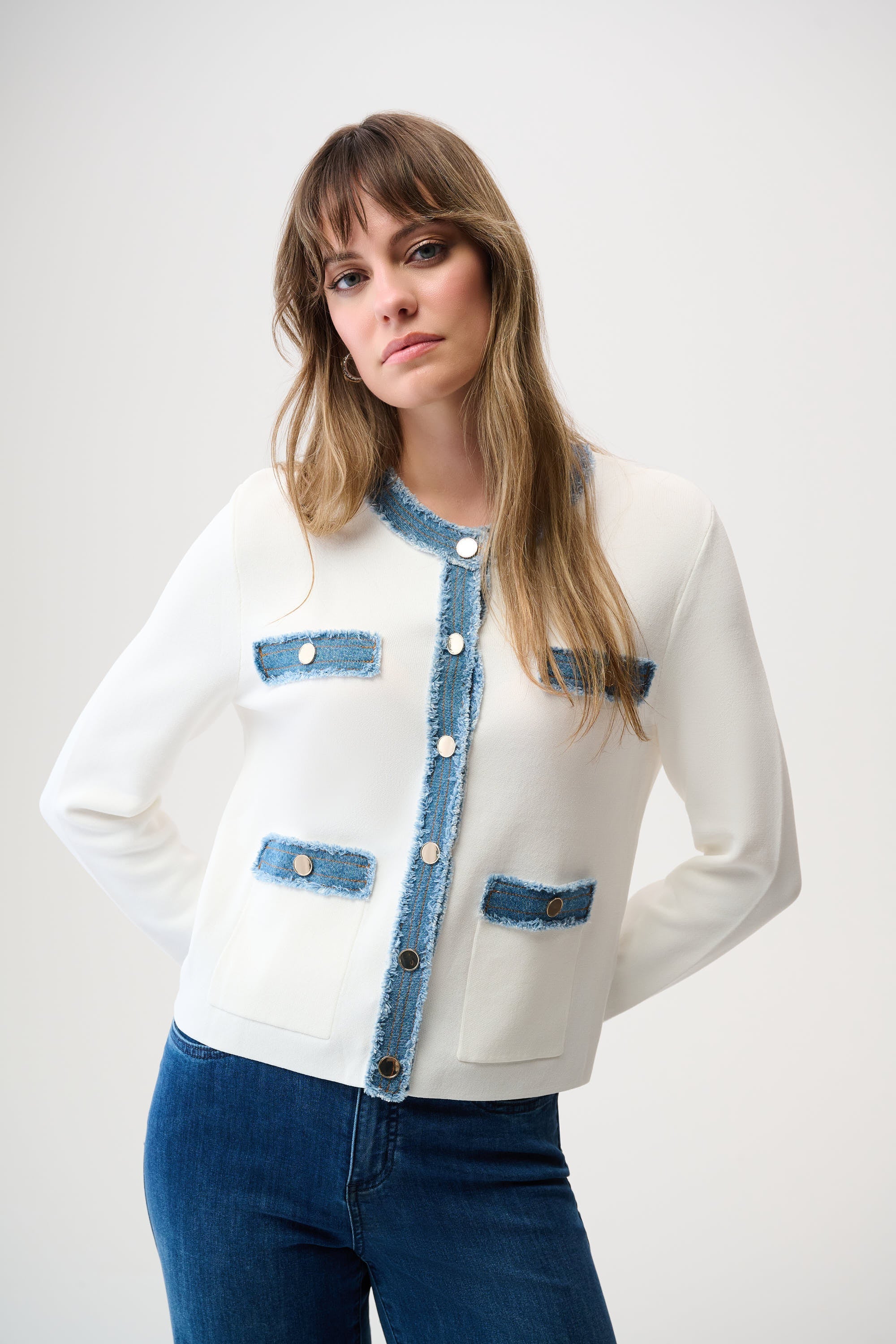 Joseph Ribkoff Milano Stitch Jacket with Denim Trim Style 261927