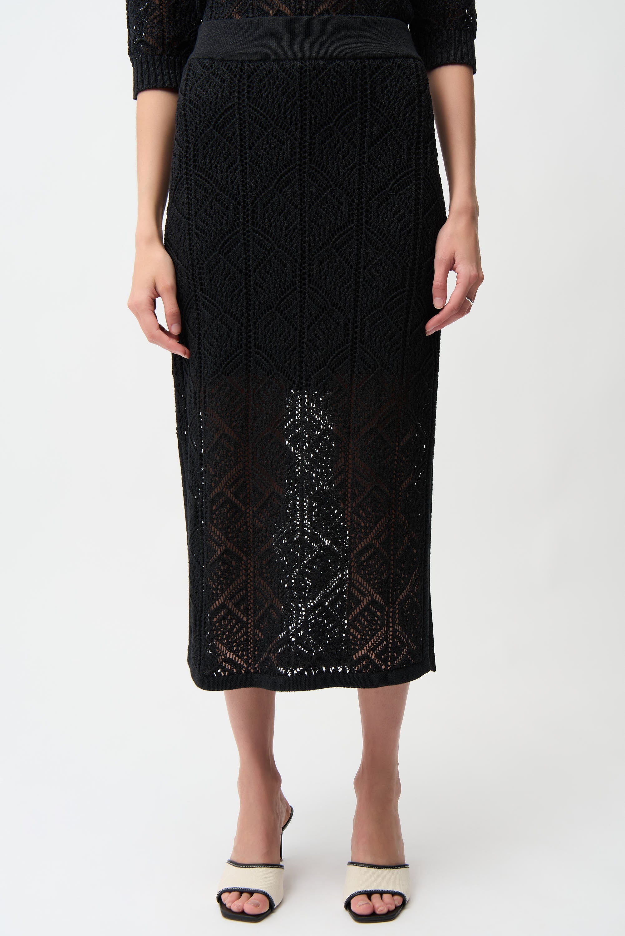 Joseph Ribkoff Cotton Blend Open Stitch Pencil Skirt Style 261928