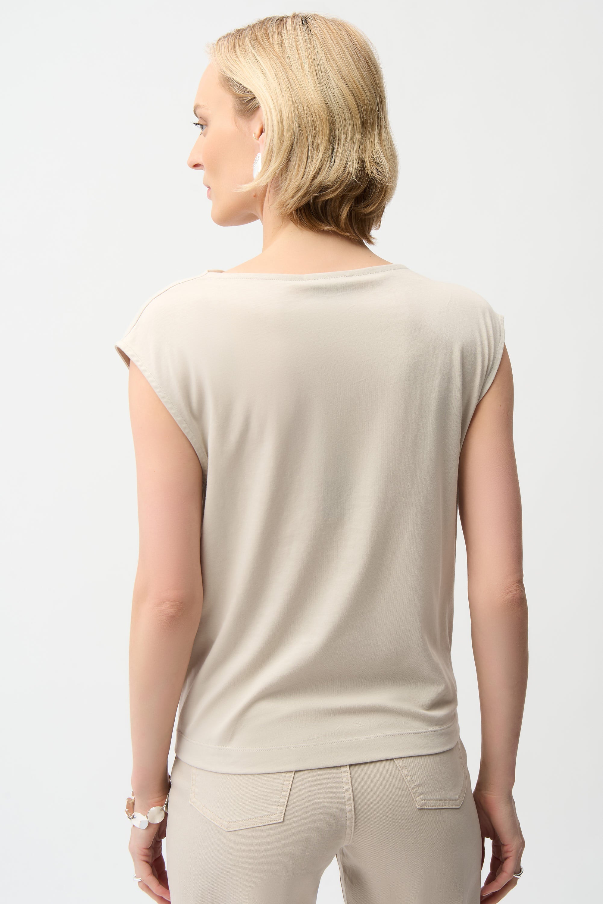 Joseph Ribkoff Cotton Top With Asymmetrical Collar Style 261964
