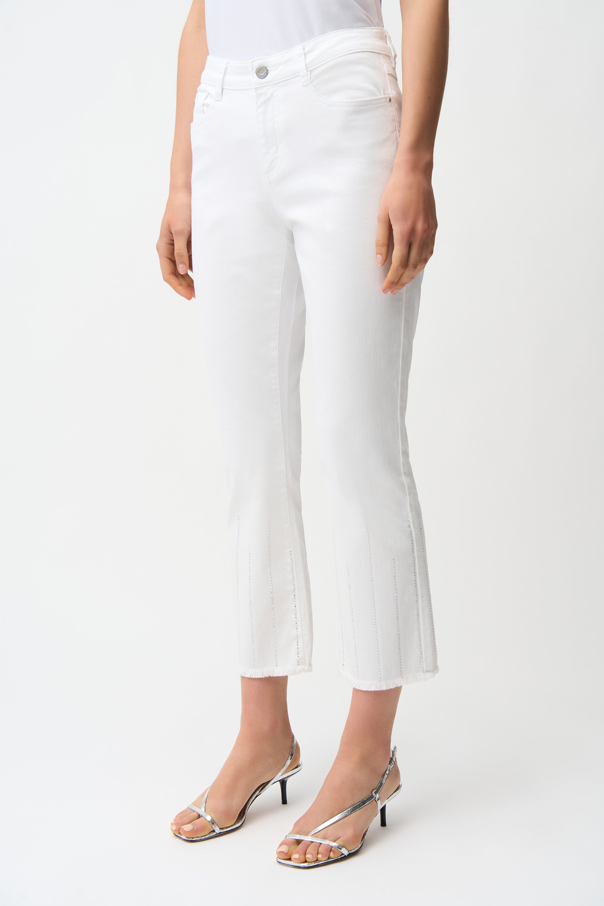 Joseph Ribkoff Straight Crop Jeans With Rhinestones Style 261974