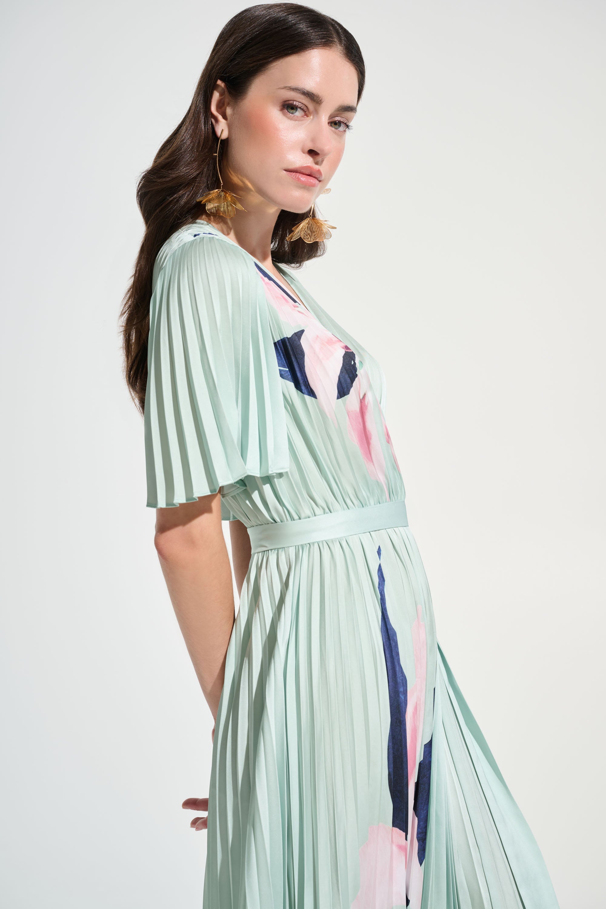 Joseph Ribkoff Pleated Floral Maxi Wrap Dress Style 262712