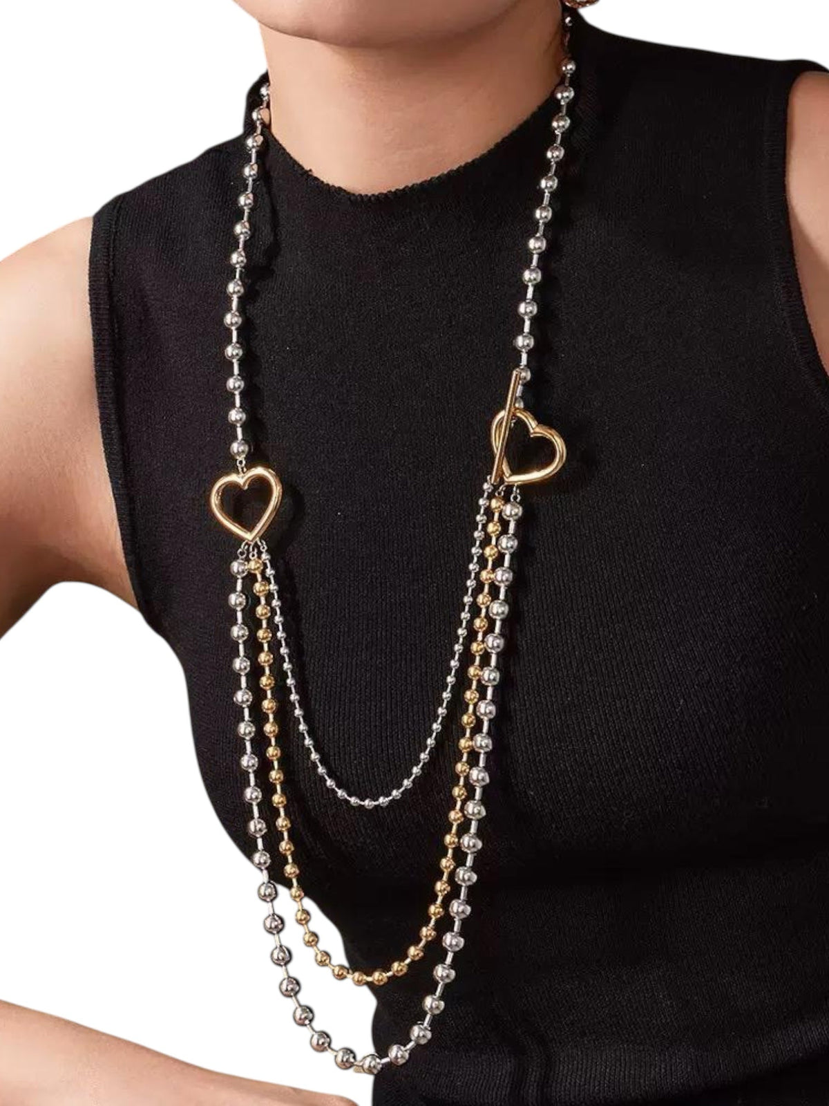 Heart layers chain necklace