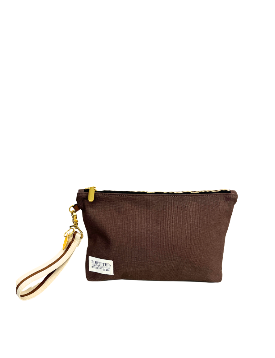 General | Umber Brown Canvas + Neutral Stripe Wristlet Strap