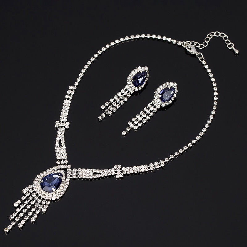 Korean Style Bridal Two-piece Diamond Claw Jewelry Set