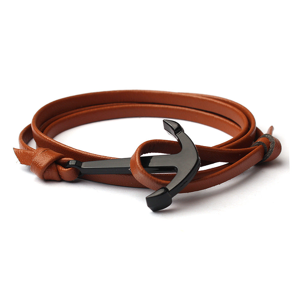 Ornament Leather Fishhook Rope Anchor Chain Style Bracelets