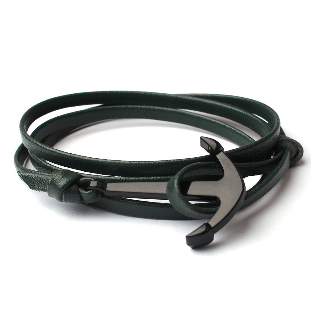 Ornament Leather Fishhook Rope Anchor Chain Style Bracelets