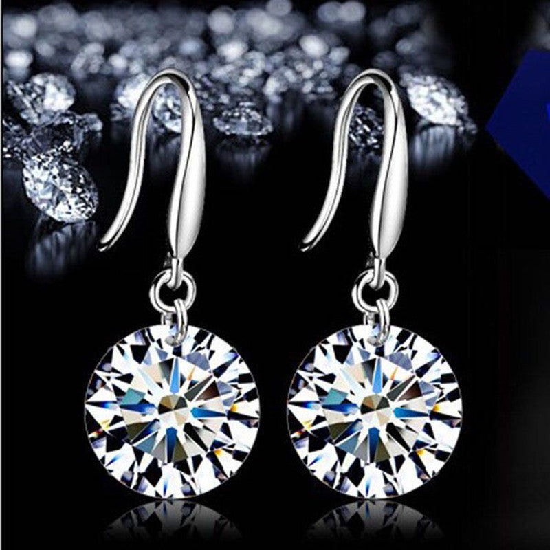 Fashion Round Zircon Diamond Crystal Eardrops Rings