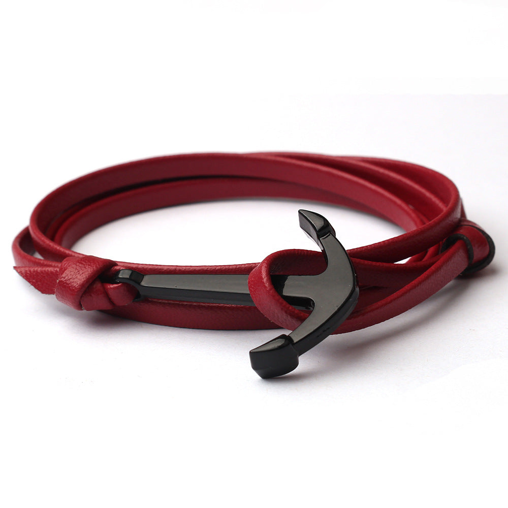 Ornament Leather Fishhook Rope Anchor Chain Style Bracelets