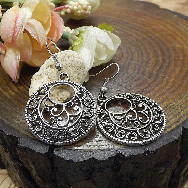 Women's Tibetan Sier Miao Eardrops Classical Ethnic Style Earrings