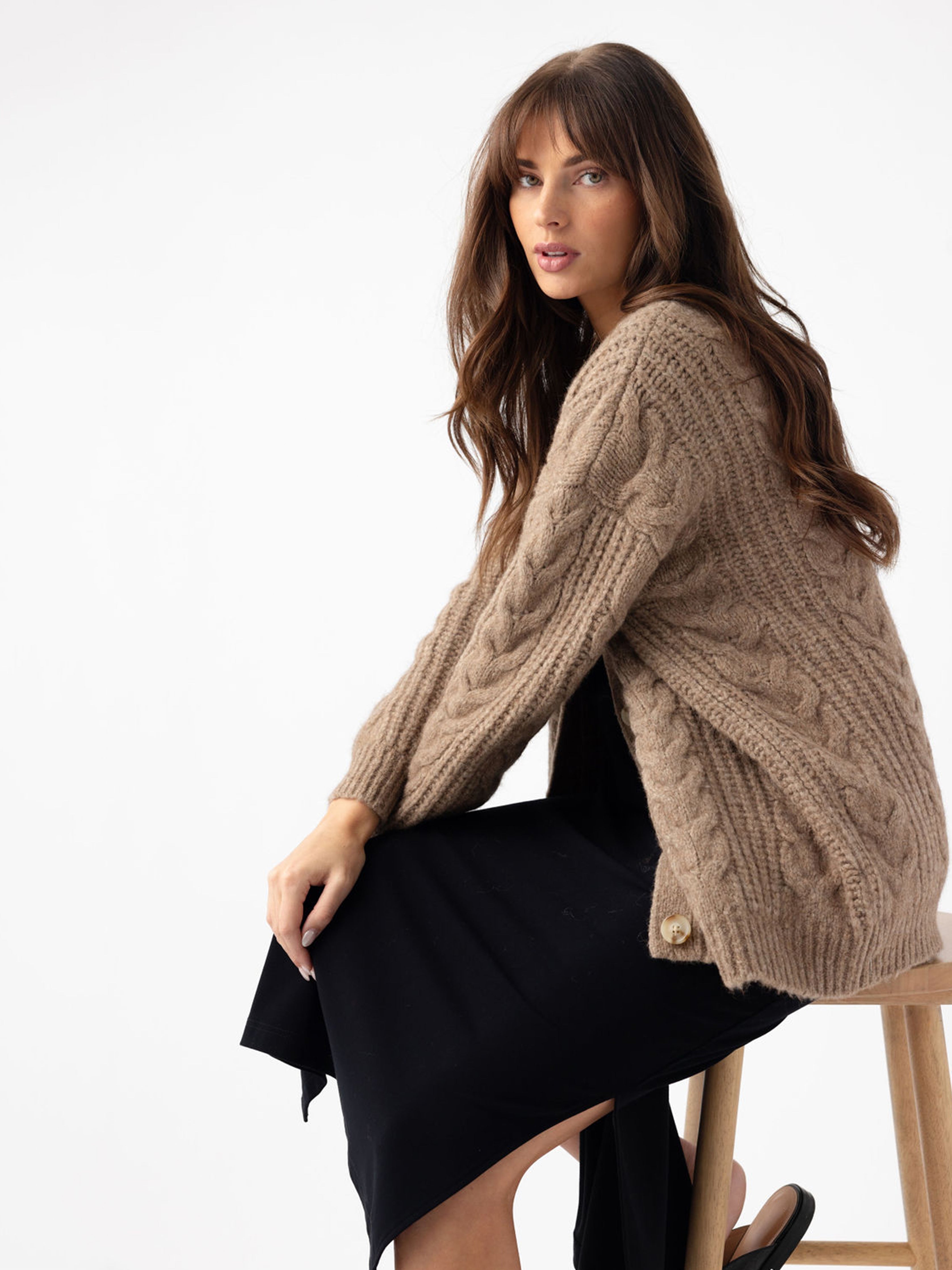 Oversized Cable Knit Cardigan - ONLINE EXCLUSIVE