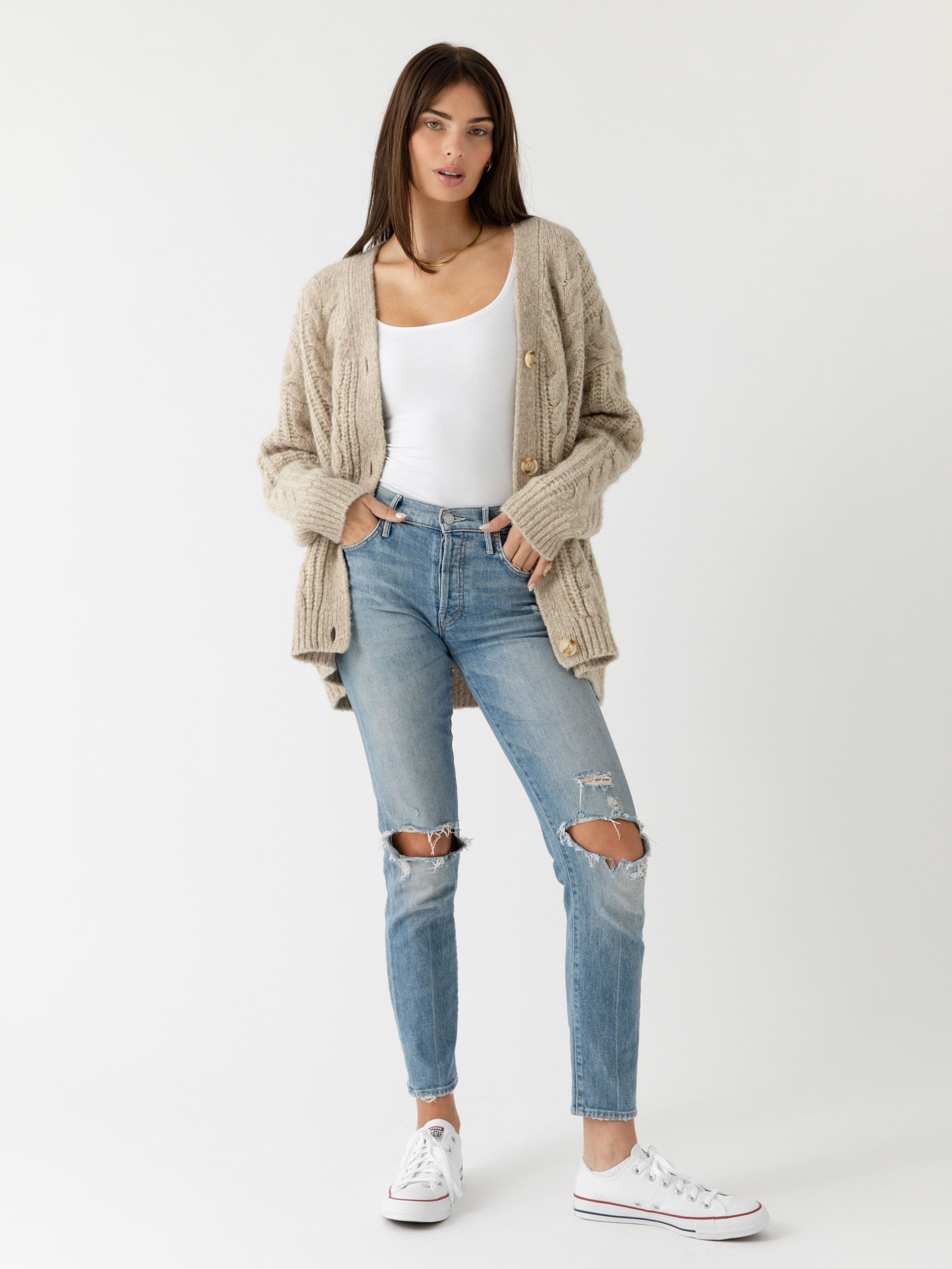 Oversized Cable Knit Cardigan - ONLINE EXCLUSIVE