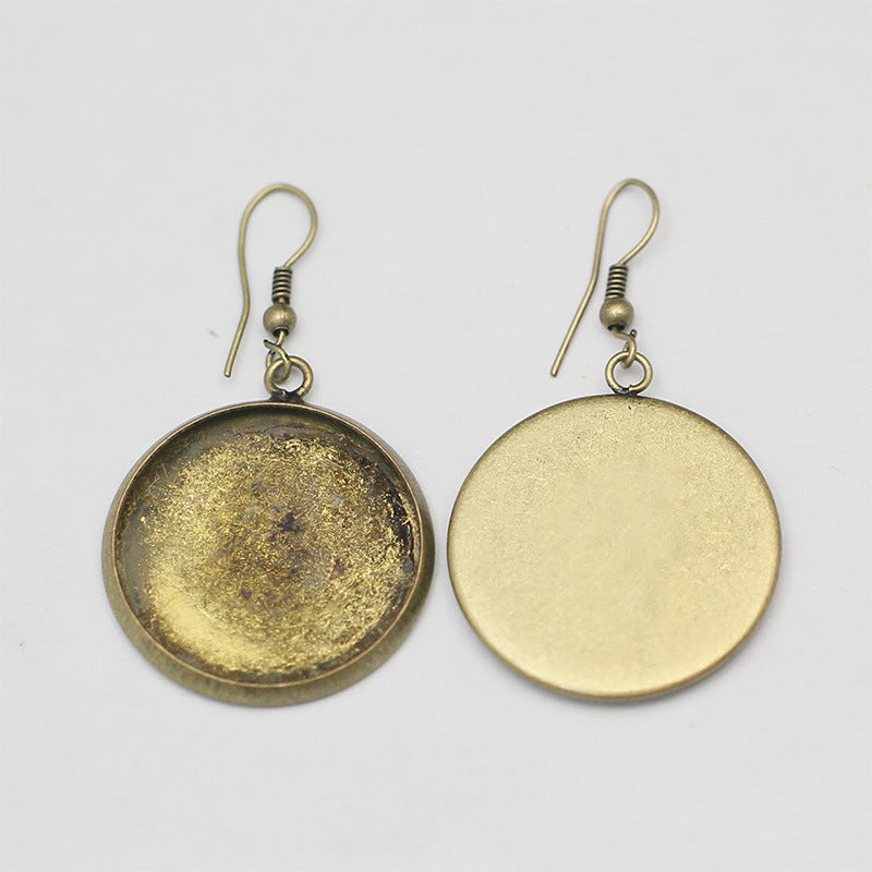 Second Brass French Round Eardrop Frame Earrings
