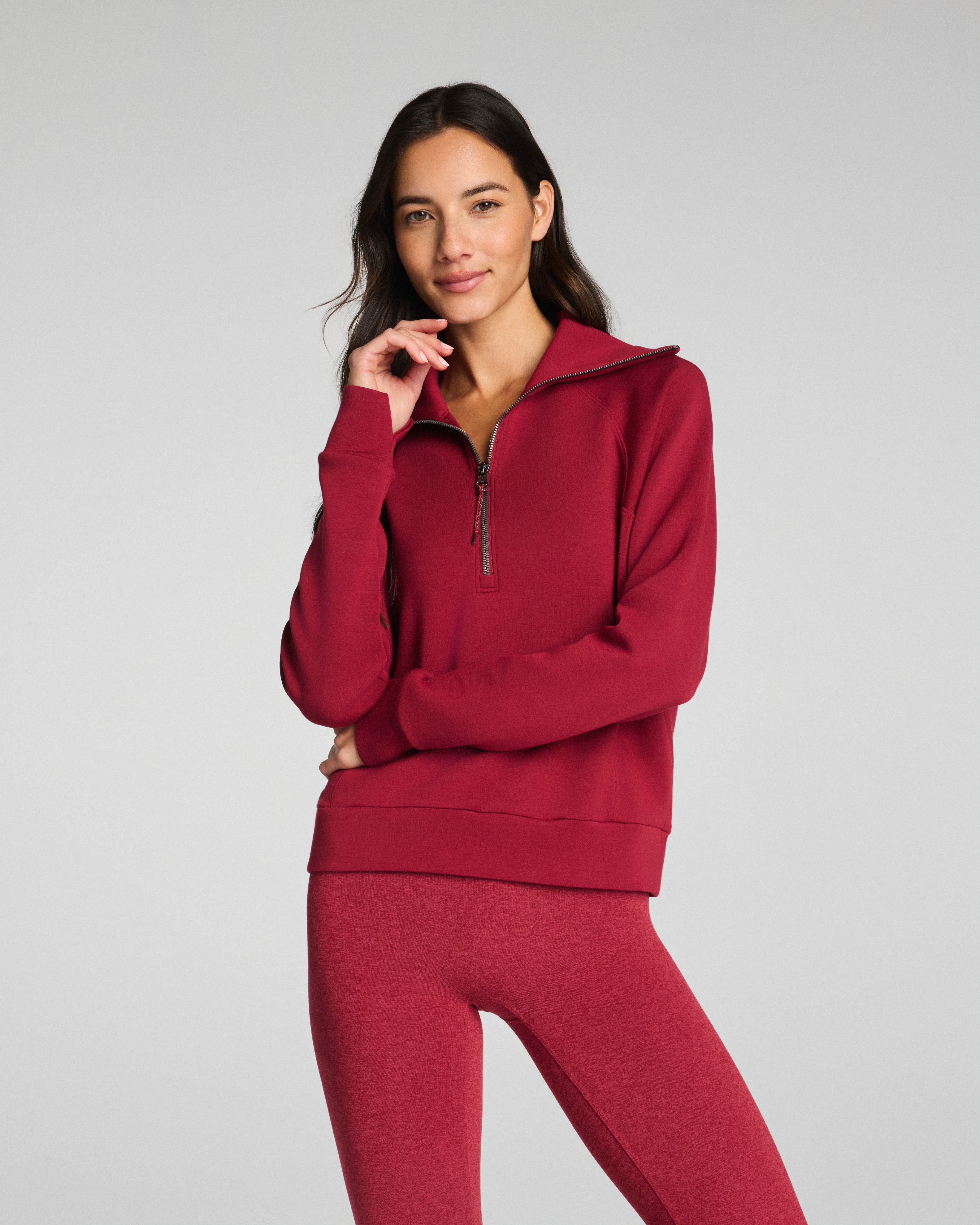 SPANX AirEssentials® Half Zip | Red Merlot