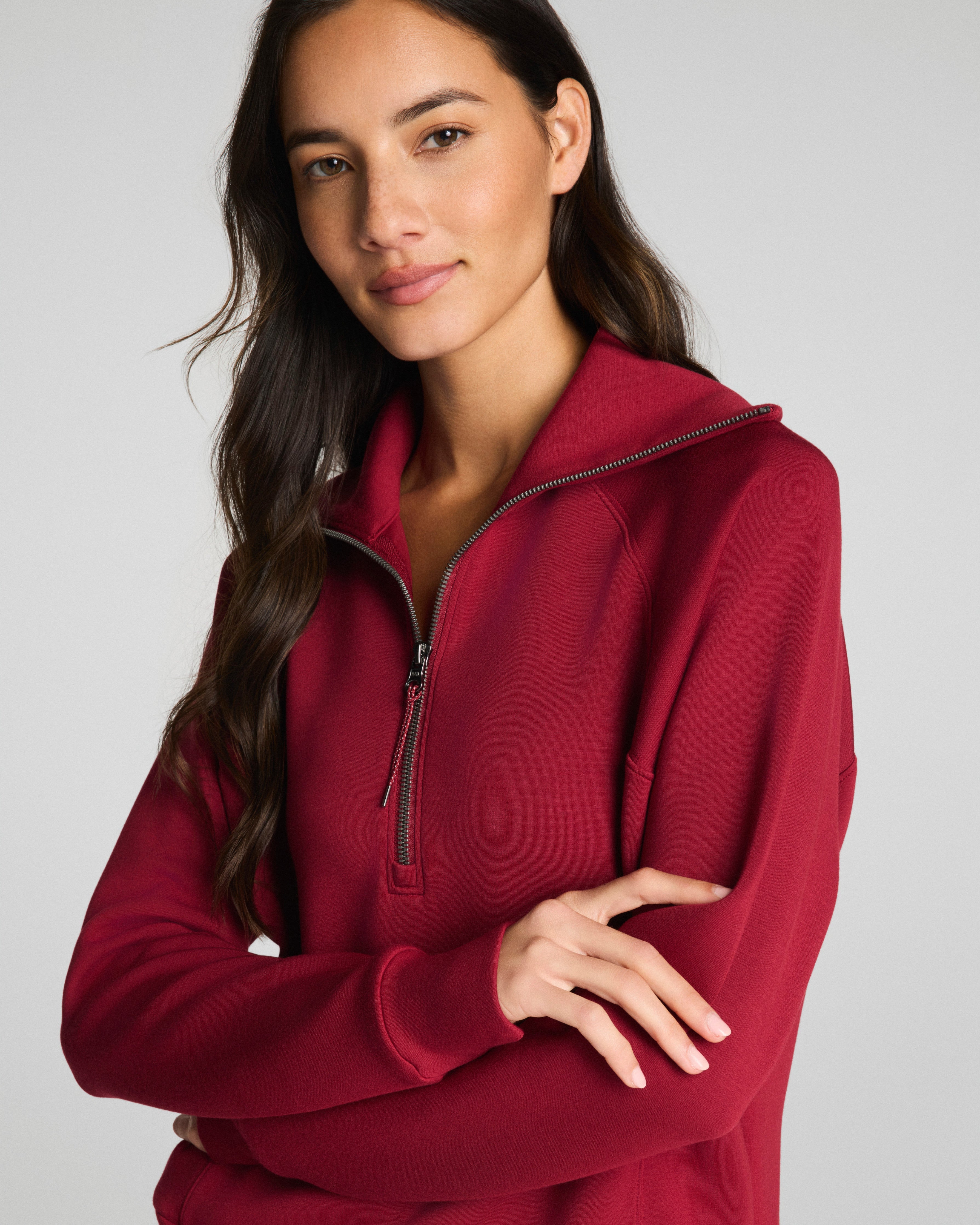 SPANX AirEssentials® Half Zip | Red Merlot