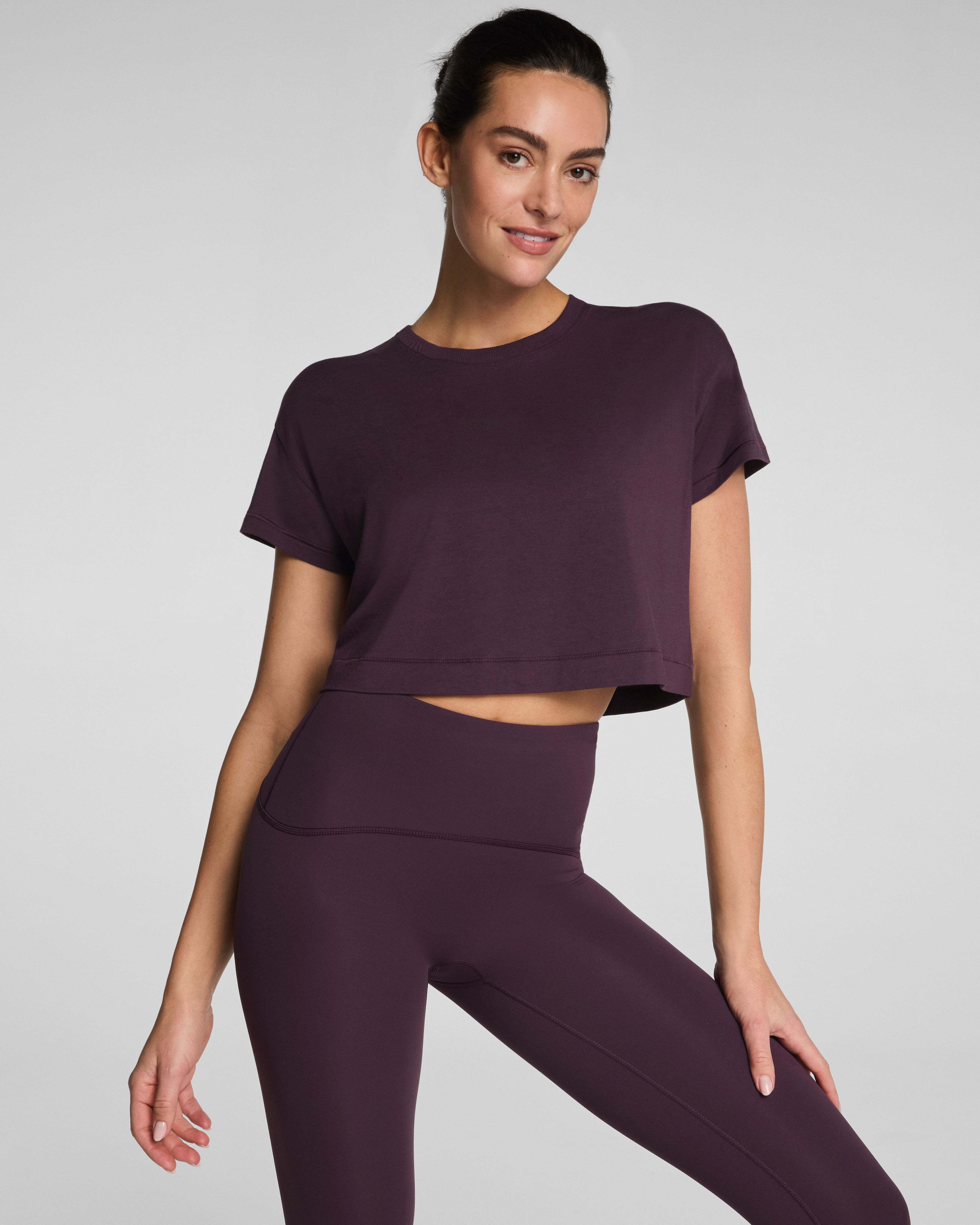 SPANX® Outpace Cropped Tee | Blackberry