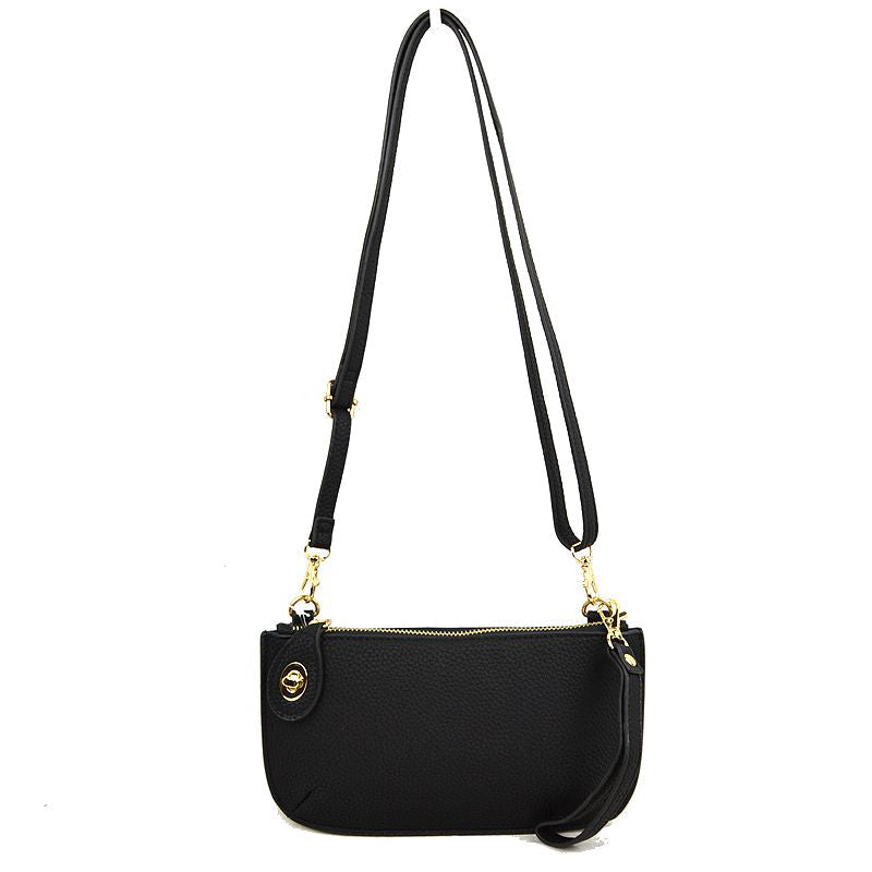 Pebbled Crossbody Clutch Bag with Removable Straps