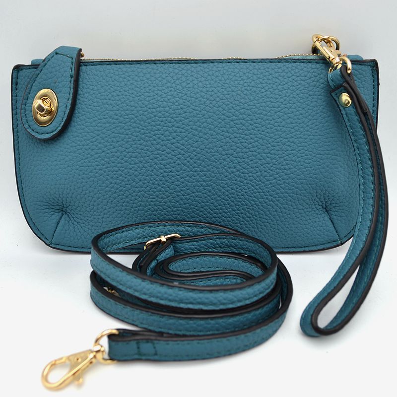 Pebbled Crossbody Clutch Bag with Removable Straps