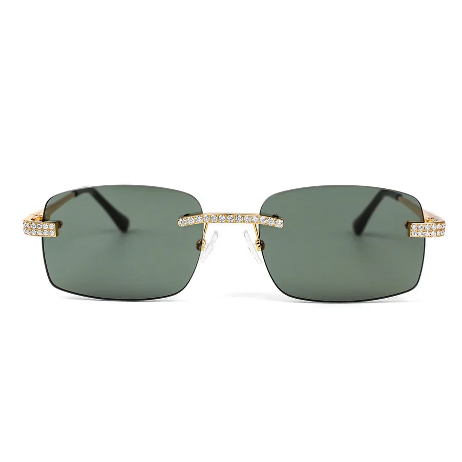 925 Silver Round Moissanite Square with Bevel Shape Black Lens Glasses GP