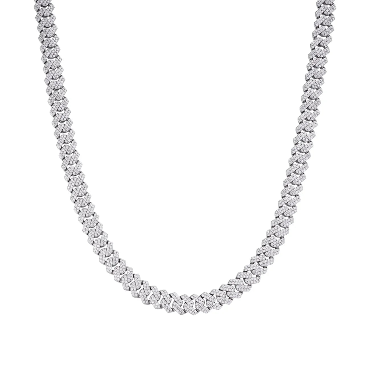 925 Silver 8mm Moissanite Miami Cuban Link Necklace – 18"