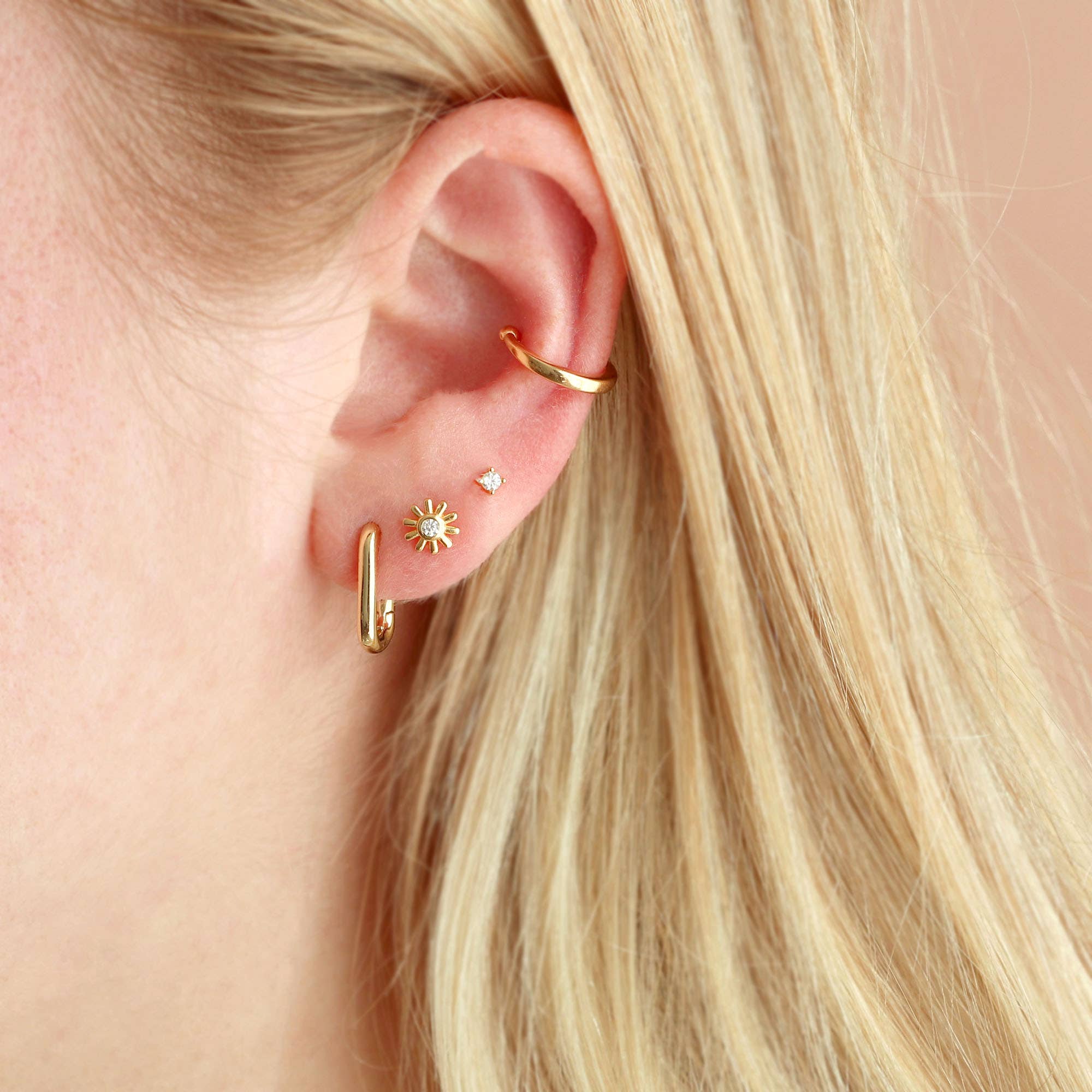Kris Nations - Oval Huggie Hoop Earrings 18K Gold Vermeil Hinge Closure Nickel Free Hypoallergenic Ships from CA