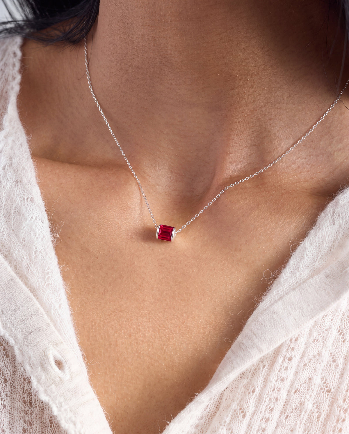 July Birthstone Precious Pendant Necklace