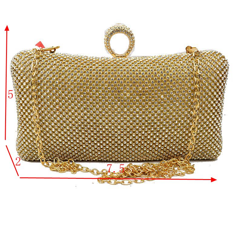 Shimmering Studded Clutch Bag with Textured O-Ring Clasp