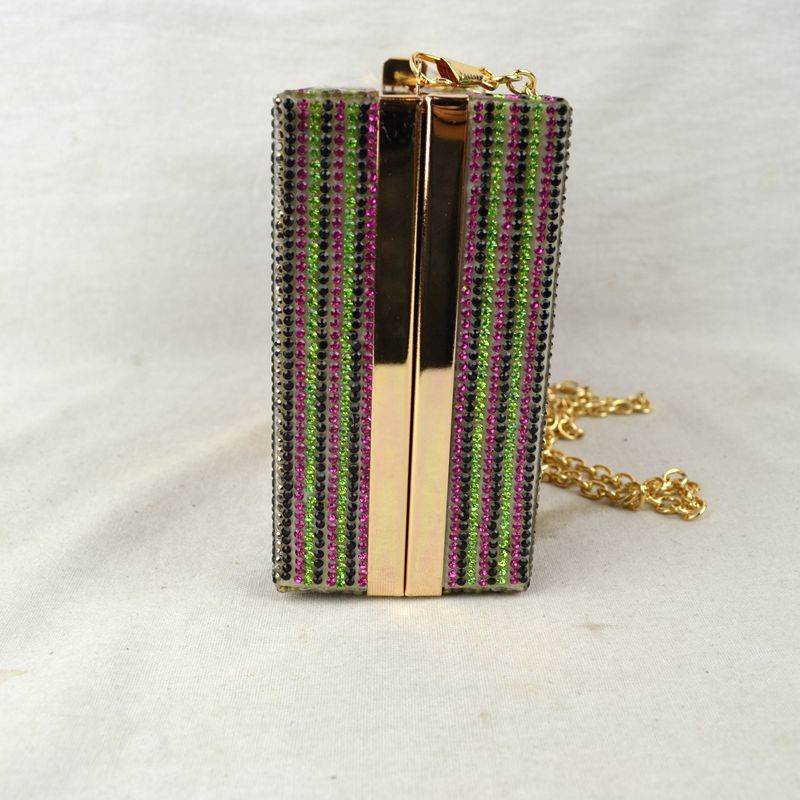 Rhinestone Money Clutch Bag with Removable Chain Strap