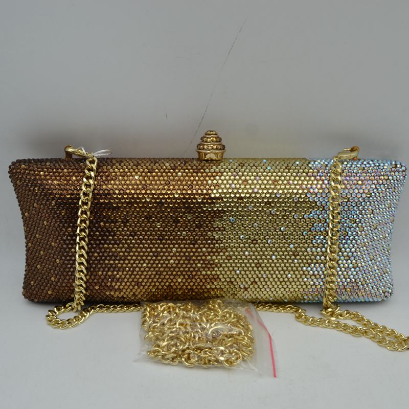 Elongated Evening Clutch Bag with Slender Chain Strap