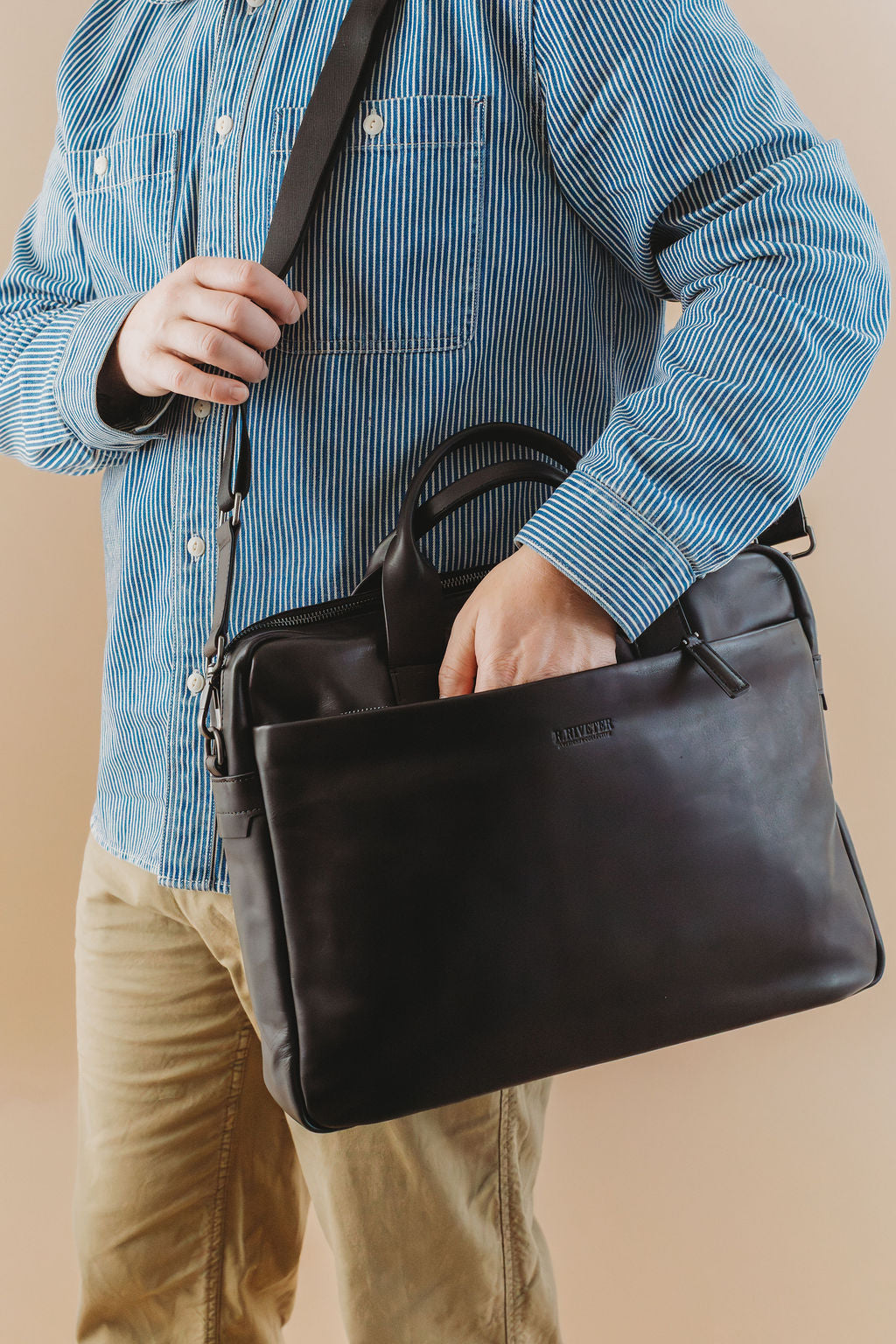 Normandy Men's Briefcase | Black Leather