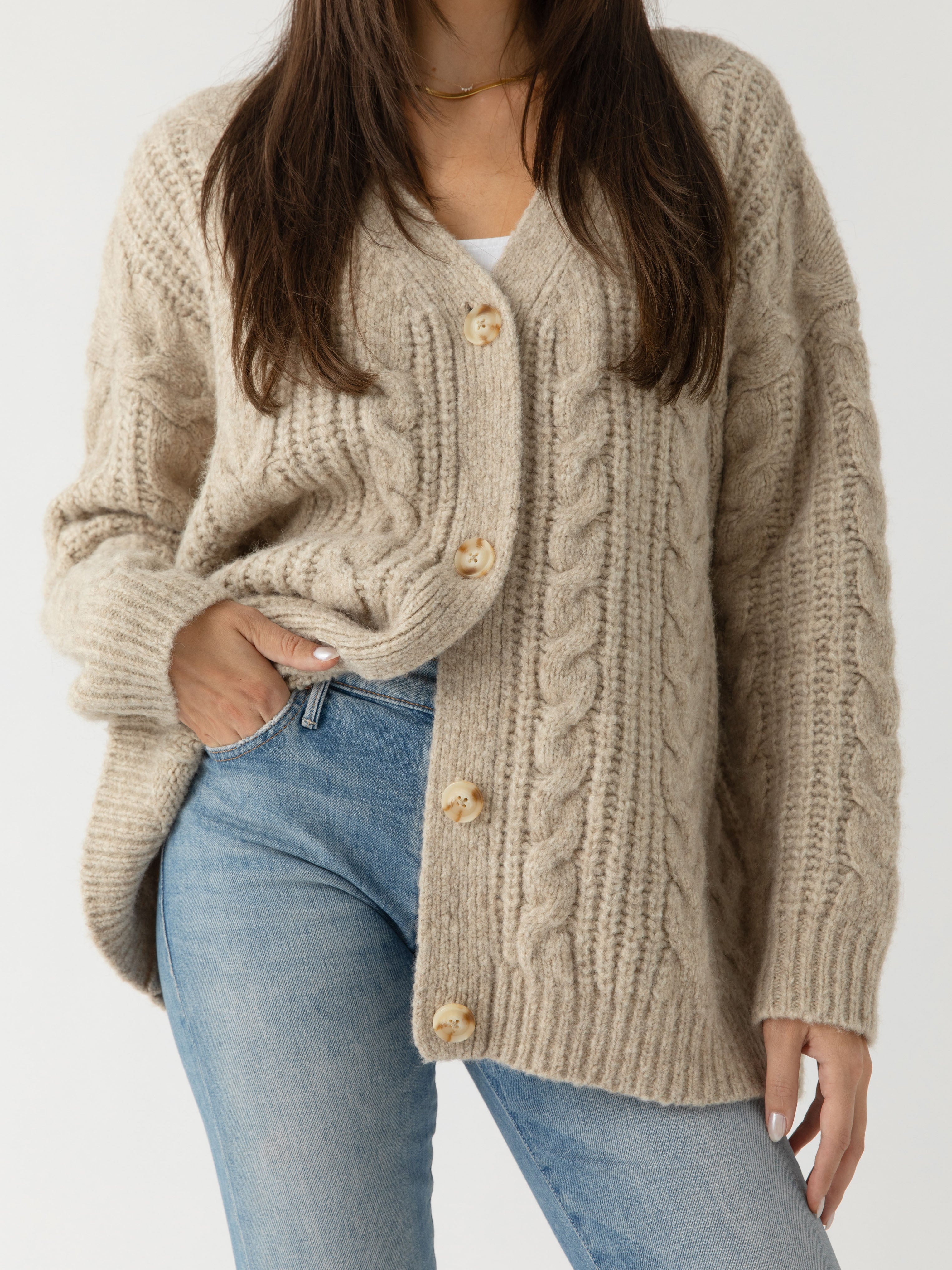 Oversized Cable Knit Cardigan - ONLINE EXCLUSIVE