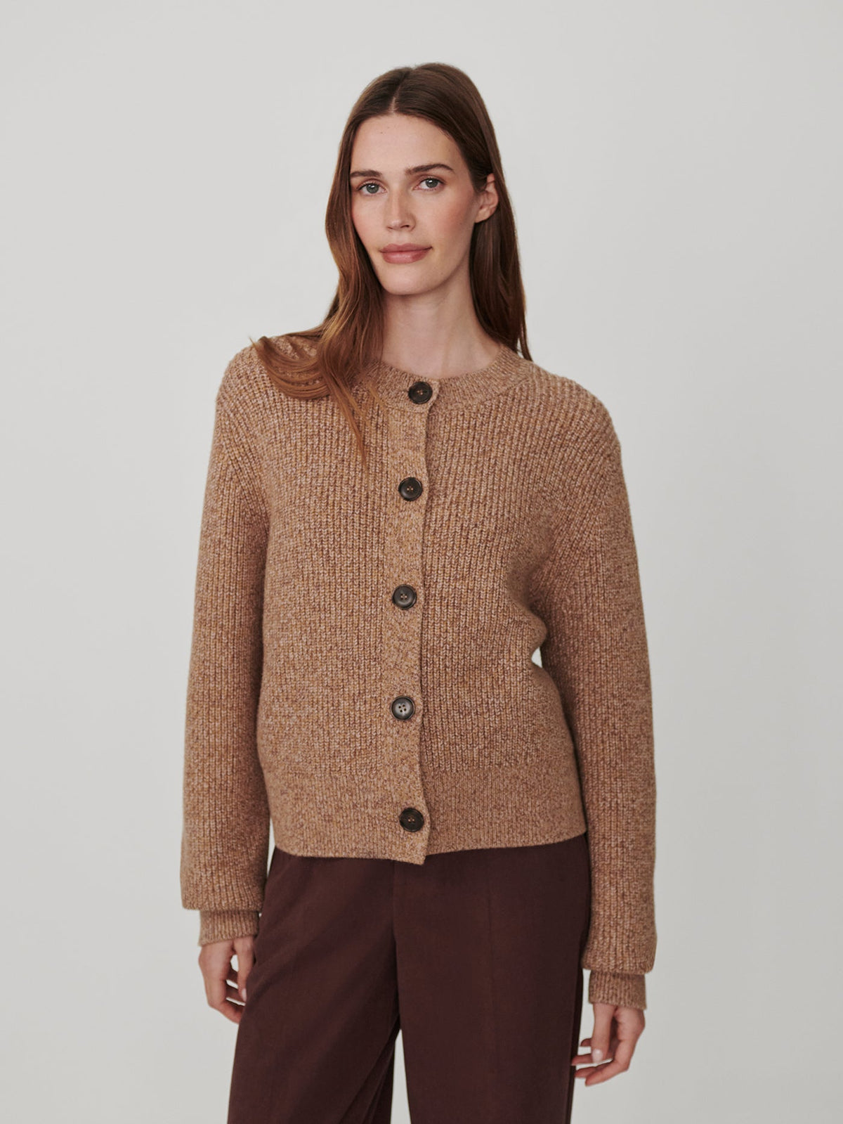 Varley Patricia Rib Cardigan in Golden Bronze Fleck