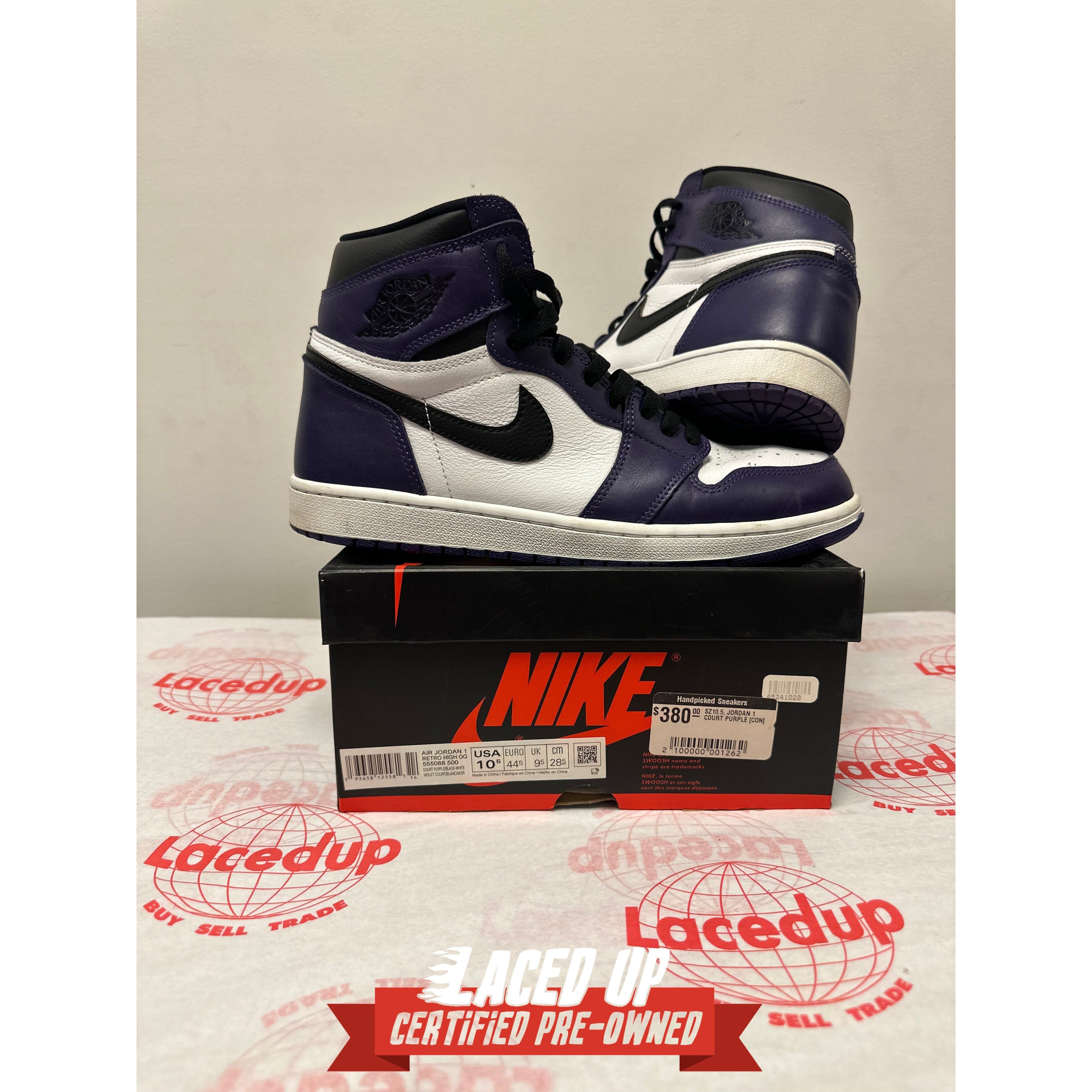 PRE OWNED Jordan 1 Retro High Court Purple White