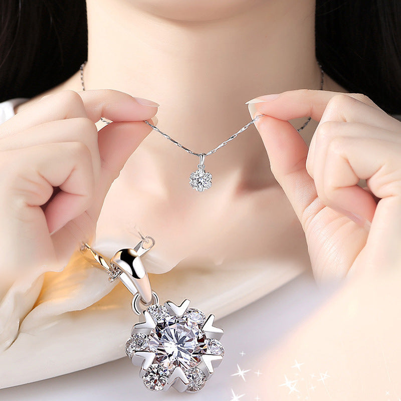 Small Fresh Snowflake Female Zircon Elegant Simple Fashionable Snow Dance Pendant