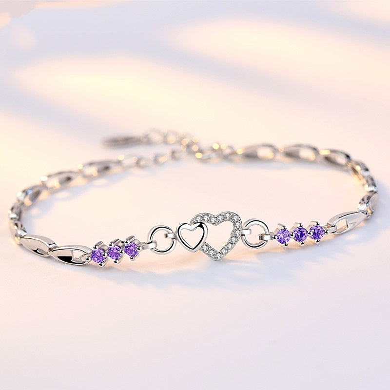 Live Broadcast Amethyst Sier Color Diamond Bracelet