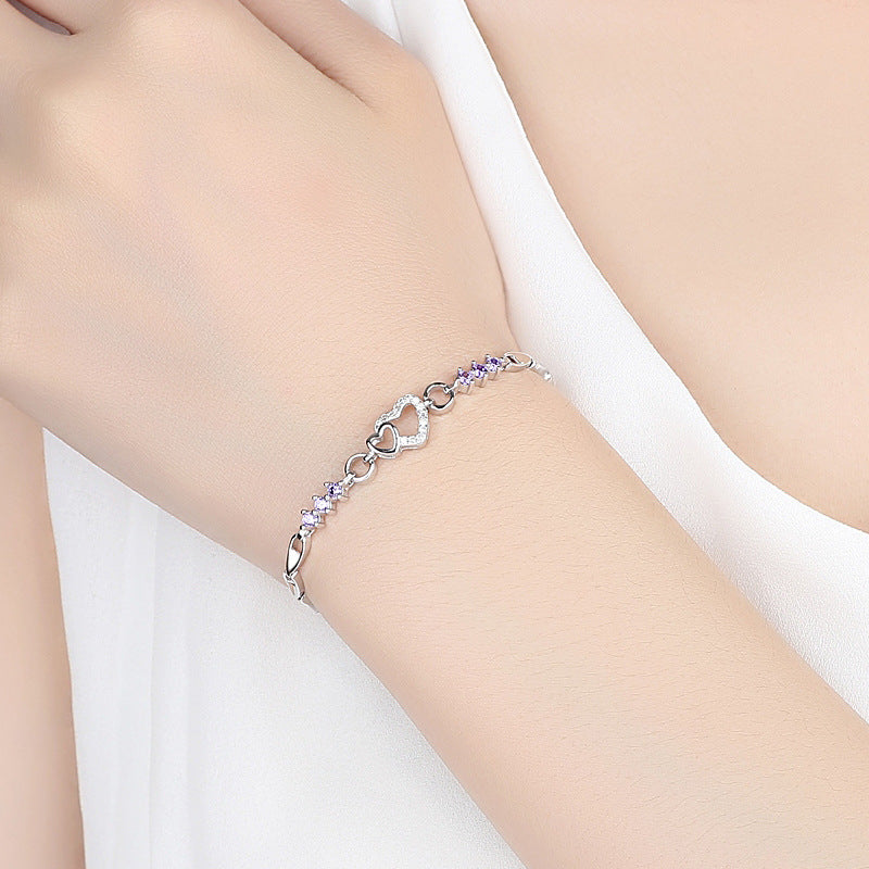 Live Broadcast Amethyst Sier Color Diamond Bracelet