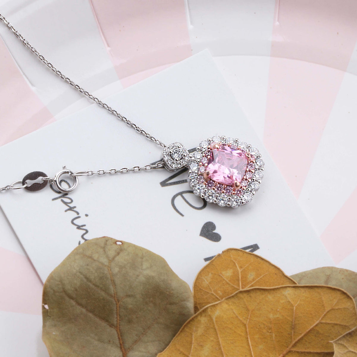 Diamond Princess Square Yellow Female Plating Color Pendant