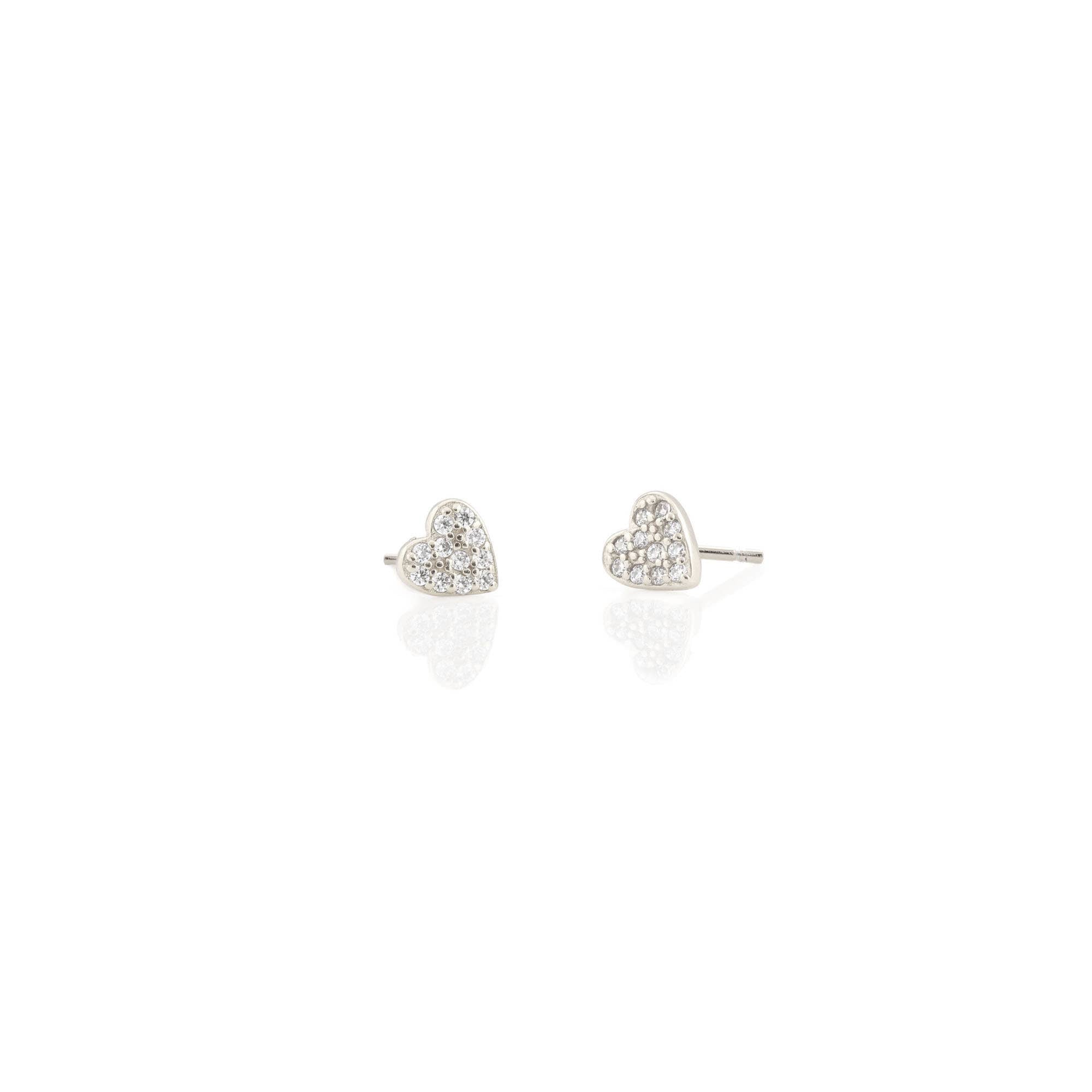 Kris Nations - Heart Crystal Stud Earrings 18K Gold Vermeil | Sterling Silver CZ Crystals Nickel Free Hypoallergenic Ships from CA